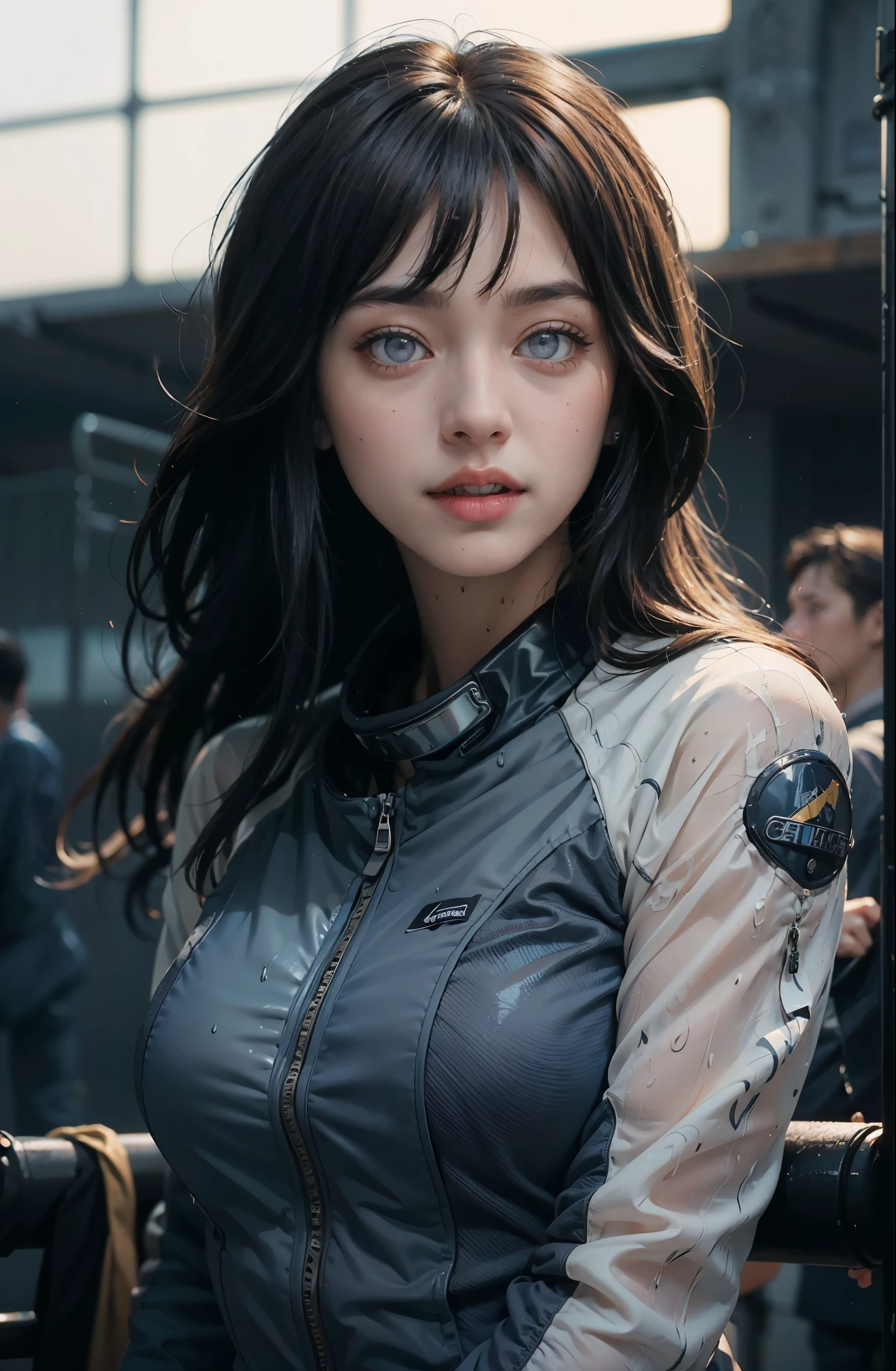 (Photoreal:1.4)、woman、26 years old、Soryu Asuka Langley、Eva Unit 2 pilot、big breasts、Slender、((((Wearing a blue-gray pilot suit、The pilot suit has multiple slits....You can see the skin through the slit、Wear a pilot suit with very little fabric area。))、highest quality、very delicate and beautiful、High resolution、美しいilluminate、1 girl、tall philanthropist、earth eye、brown hair、(So real that you can mistake it for a photo)、顔のilluminate、illuminate、wet skin、perfect face、(highly detailed eyes、nose、mouth、tongue)、sexy pose、顔のilluminate、(draw the whole body)、perfect face、((I'm in the gymnasium))