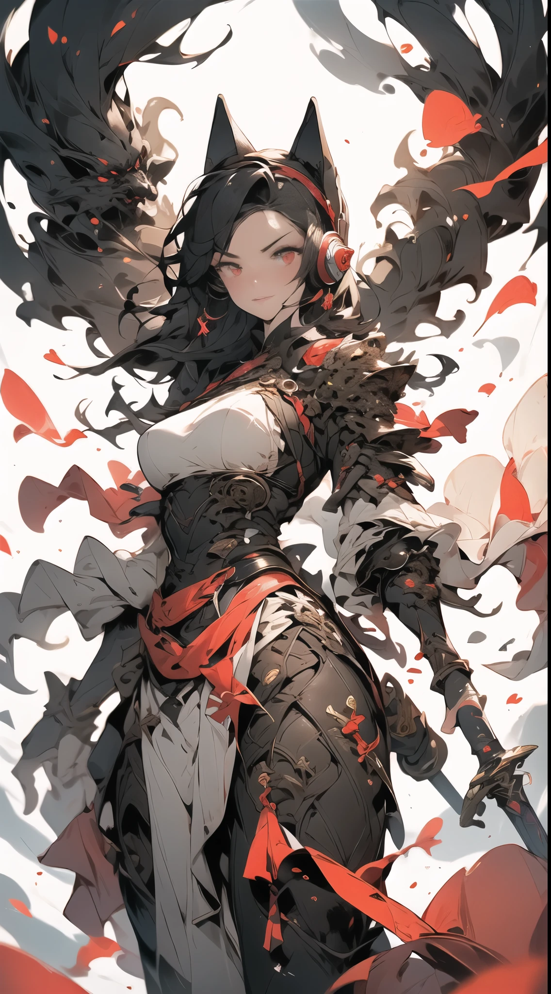 In a world where ancient and future intertwine, there stands a lone girl. Her body is half-machine, adorned with extraordinarily long hair and striking red eyes. She wears cat ear headphones and sports large, white wings on her back, while her attire features monochrome clothing adorned with cross decorations.
Clad in loose-fitting garments, she dons an unusually short miniskirt and large sneakers, all the while wielding an incredibly massive spear, ready to encounter supernatural creatures and androids.
The world around her is depicted with hyper-precision in stunning 8K high-quality visuals. The uniqueness of her appearance and the vividness of the surroundings immerse the readers or viewers as if they have stepped into this mesmerizing realm. Through her captivating adventures and personal growth, a tale of wonder and emotion unfolds, offering a grand journey filled with surprises and awe.