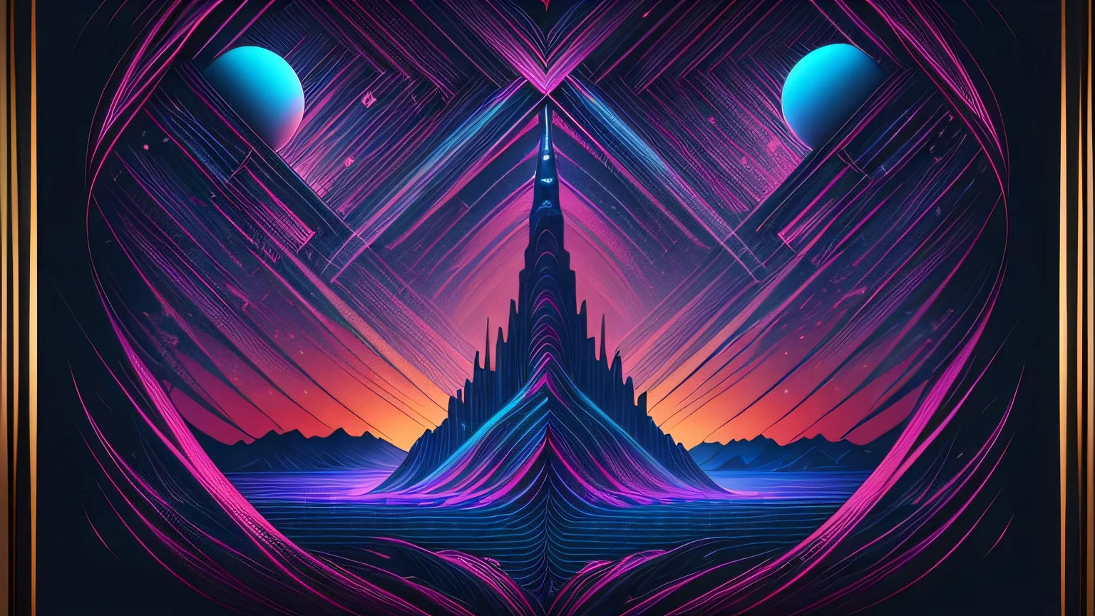 [masterpiece], An Extraterrestrial abstract city arts, inspired by T-shirt design, with 32k quality, with Surrealist style, made with colorful Neon Colors, Captured by DSLR Camera, in a total and centralized frame, with maximum detail and a wide view of the masterpiece.