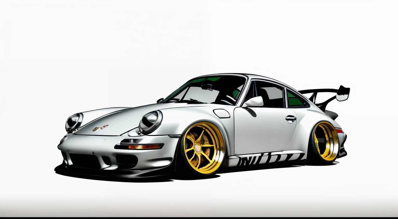nvinkpunk, painting of a city with a random candy  metallic  paint, Porsche 911 rwb rotting,wide bodykit, large wheels, high quality,