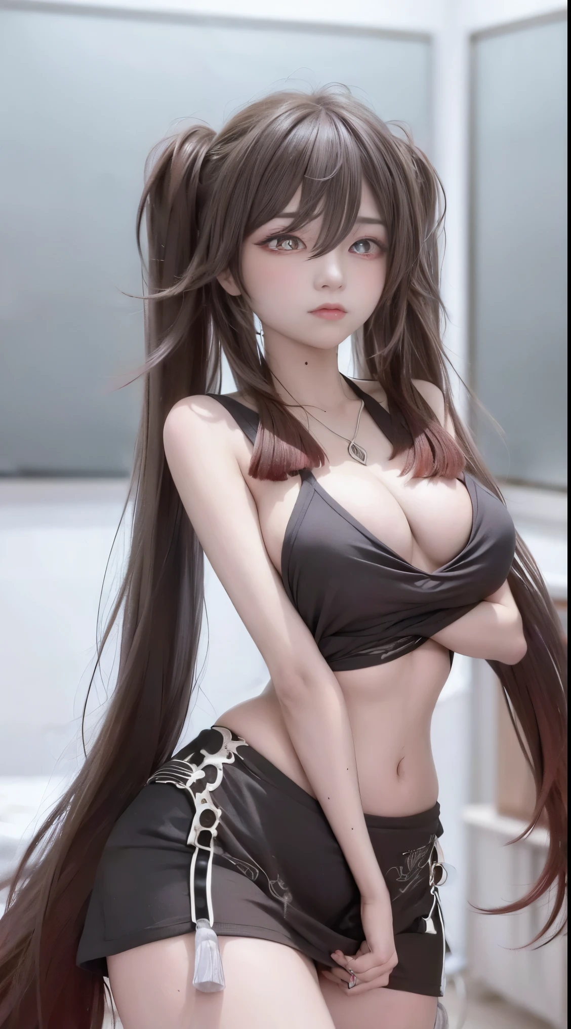 Hu tao, revealing buttocketamorphosis exposed,Naked ,undress, Butt up, thighhighs,at class room,((masutepiece)),(realisticlying:1.2),best qualtiy,high high quality,absurderes,rich colourful,stunning art,best qualtiy, ultra - detailed,beautifuldetails, reflective hair,Good lighting, Ray traching, depth of fields,ultra - detailed,illustratio,astounding,finedetail,Very detailed, ((ultra - detailed)), (Beautiful Meticulous Girl), Beautiful detail glow, intricately details, A high resolution, beatiful detailed eyes, NFFSW, Round eyes, detailedfacialfeatures,(Round pupils:1.4) (illustratio),(Beautiful and delicate eyes)(extra detailed face)), depth of fields,(alluring face), closeup cleavage, photore, lewd poseasutepiece,Best quality,A high resolution)))),Extremely detailed 8K,beauty girl,(hyper HD,ultra - detailed,high detal,high realistic,Ultra-realistic,Foto realism),(realistic dark hair),(Dynamic posture),large breast,E-cup,(Beautiful and detailed face,Beautiful and delicate eyes),(Beautiful ass :0.5),Cover your chest with your right hand,White apron,mole under the eye, ((brunette color hair)),Crystal shiny necklace,