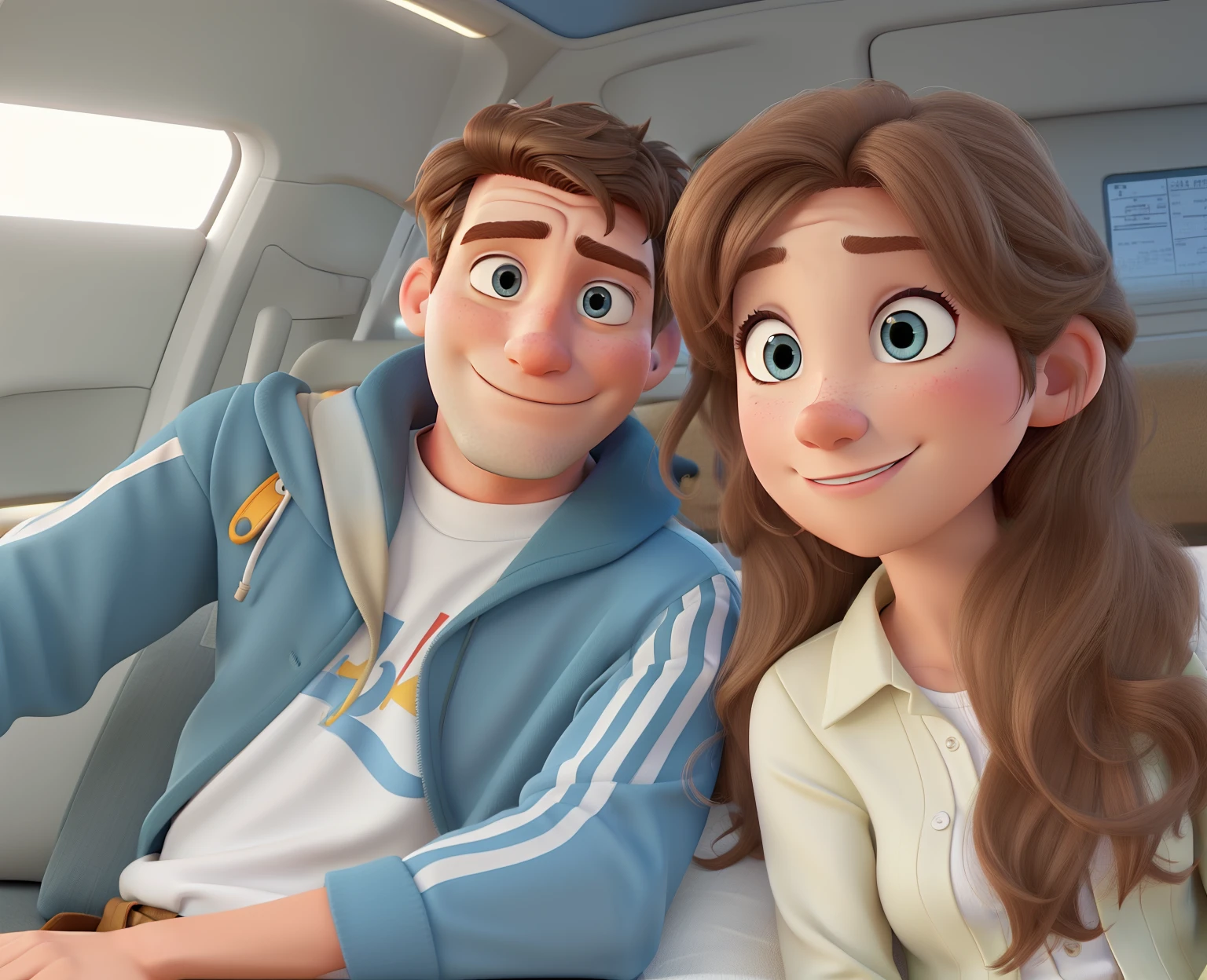 couple (white man and woman) Not Disney Pixar style, high quality, better quality.