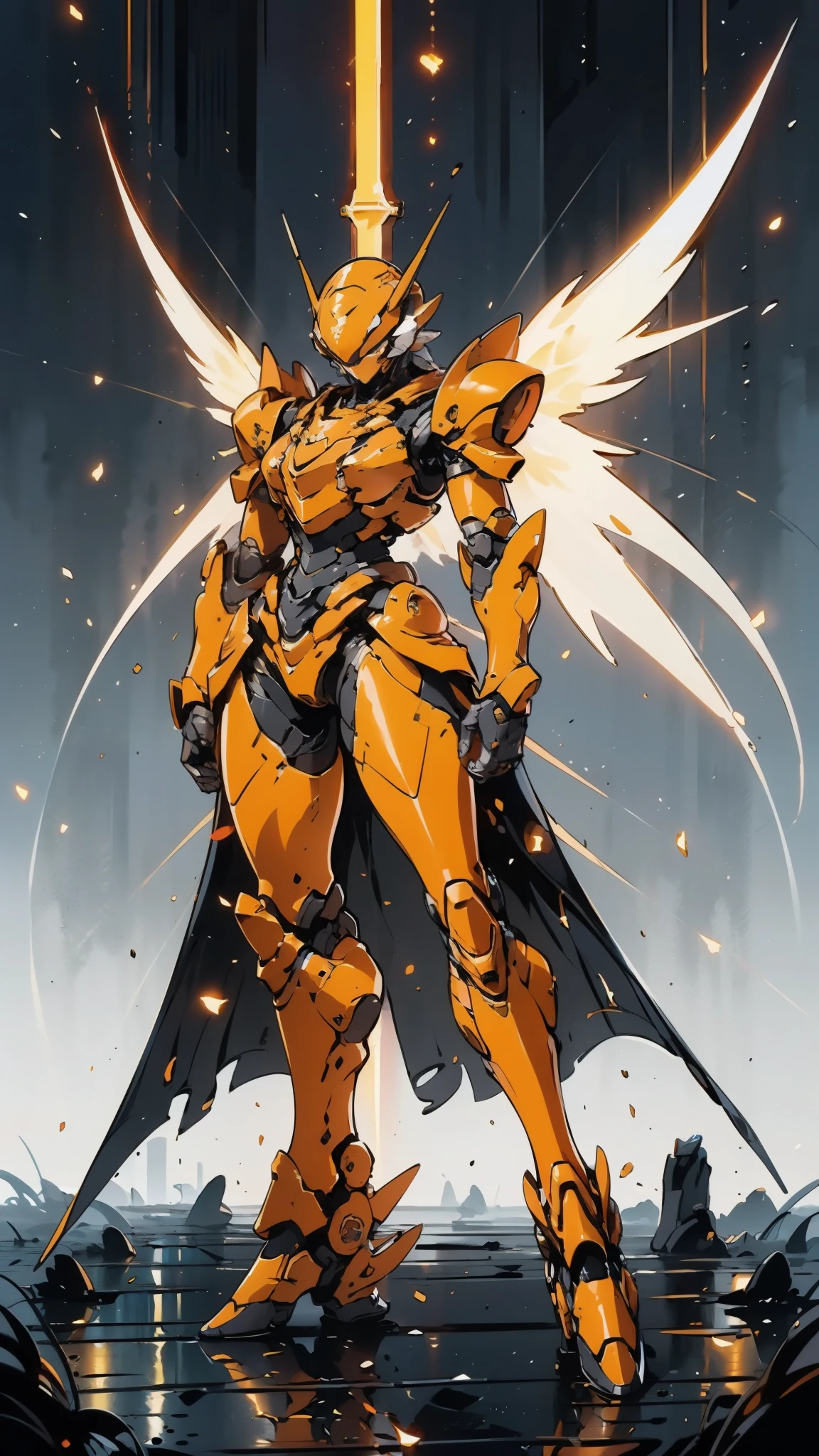 A woman adorned in fantasy-style full-body armor, a crown-concept fully enclosed helmet that unveils only her eyes, a composite layered chest plate, fully encompassing shoulder and hand guards, a lightweight waist armor, form-fitting shin guards, the overall design is heavy-duty yet flexible, ((the armor gleams with a golden glow, complemented by red and blue accents)), exhibiting a noble aura, she floats above a fantasy-surreal high-tech city, this character embodies a finely crafted fantasy-surreal style armored hero in anime style, exquisite and mature manga art style, (Queen bee mixed with Spider concept Armor, plasma, blood), ((Element, energy, elegant, goddess, femminine:1.5)), metallic, high definition, best quality, highres, ultra-detailed, ultra-fine painting, extremely delicate, professional, anatomically correct, symmetrical face, extremely detailed eyes and face, high quality eyes, creativity, RAW photo, UHD, 32k, Natural light, cinematic lighting, masterpiece-anatomy-perfect, masterpiece:1.5