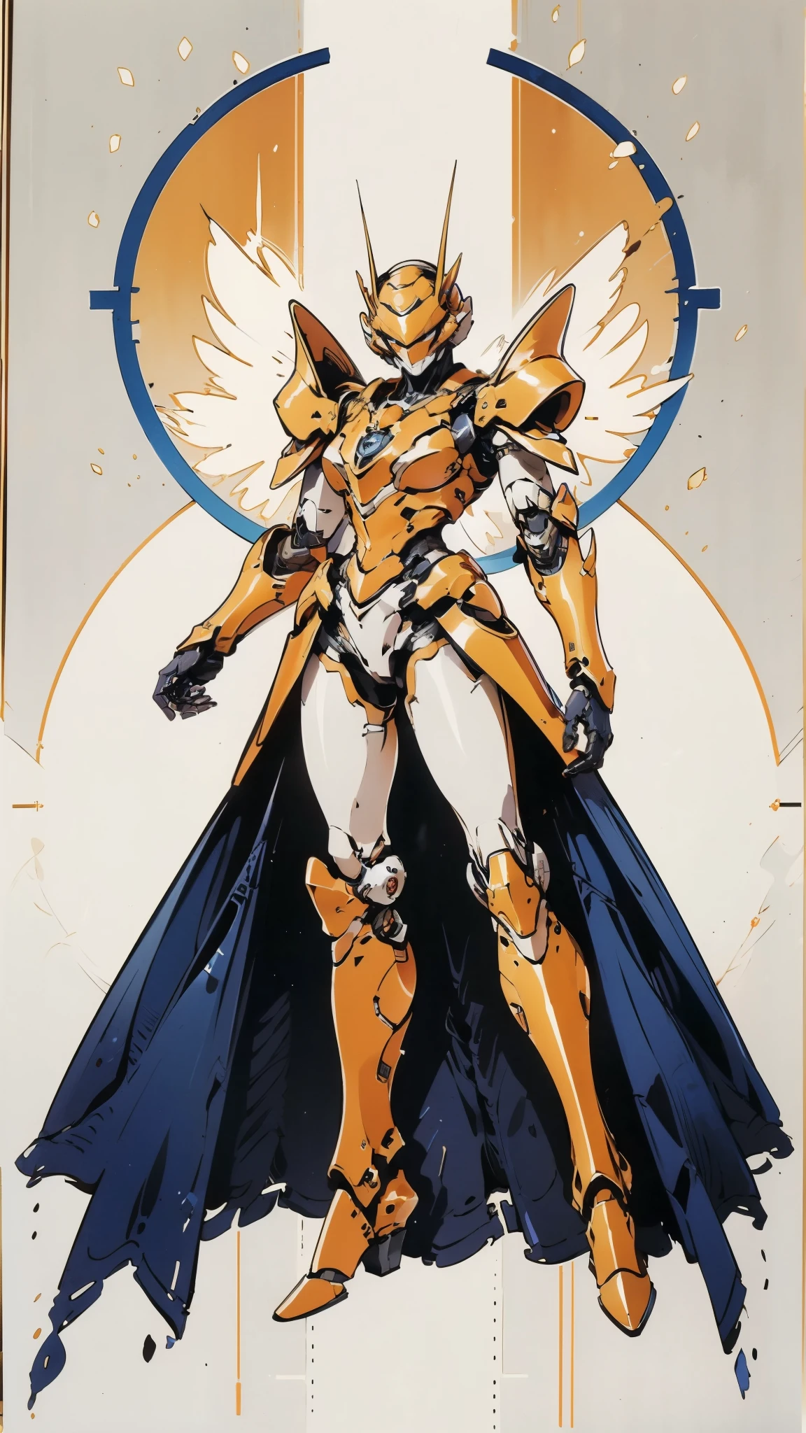 A woman adorned in fantasy-style full-body armor, a crown-concept fully enclosed helmet that unveils only her eyes, a composite layered chest plate, fully encompassing shoulder and hand guards, a lightweight waist armor, form-fitting shin guards, the overall design is heavy-duty yet flexible, ((the armor gleams with a golden glow, complemented by red and blue accents)), exhibiting a noble aura, she floats above a fantasy-surreal high-tech city, this character embodies a finely crafted fantasy-surreal style armored hero in anime style, exquisite and mature manga art style, (Queen bee mixed with Spider concept Armor, plasma, blood), ((Element, energy, elegant, goddess, femminine:1.5)), metallic, high definition, best quality, highres, ultra-detailed, ultra-fine painting, extremely delicate, professional, anatomically correct, symmetrical face, extremely detailed eyes and face, high quality eyes, creativity, RAW photo, UHD, 32k, Natural light, cinematic lighting, masterpiece-anatomy-perfect, masterpiece:1.5