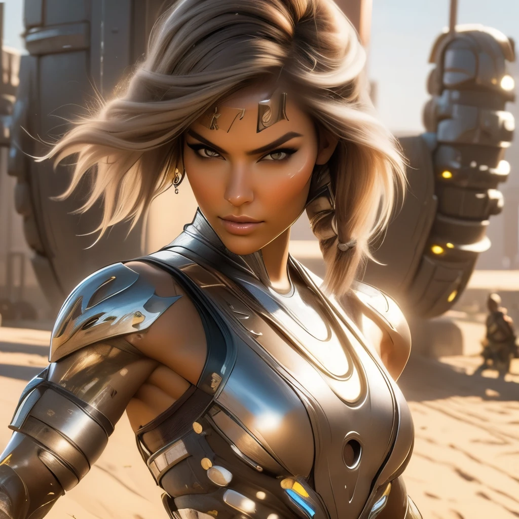 (Photorealistic:1.4) image of a cyborg girl, (top-quality, 8K, 32K, masterpiece) , (dynamic pose), ((facing camera)), cowboy shot, (((upper body:2))), shapeless hair ,depth of field f/1.8, cyberpunk city background, cinematic lighting.