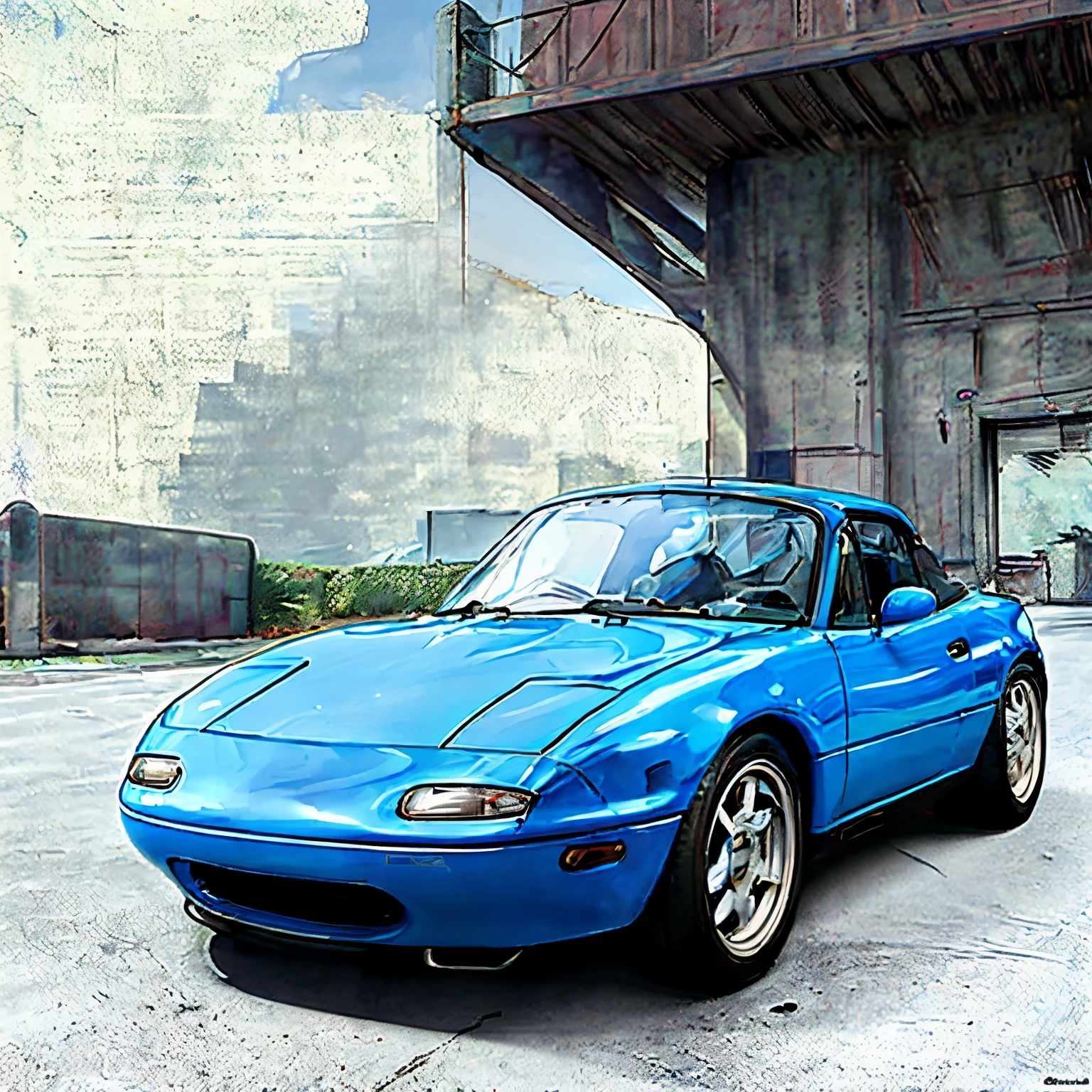 The Allafard Blue Porsche 964 is parked in front of the garage, highly detailed hyper real retro, Porsche 964, Porsche 964,, hyper detailed 3d render, hyper detailed 3d render, Porsche 964, 3 d hyper realistic render, porch, hyper realistic rendering, hyperrealistic 3 d render, hyperreal rendering，refit，broad body，empennage，Porsche 964