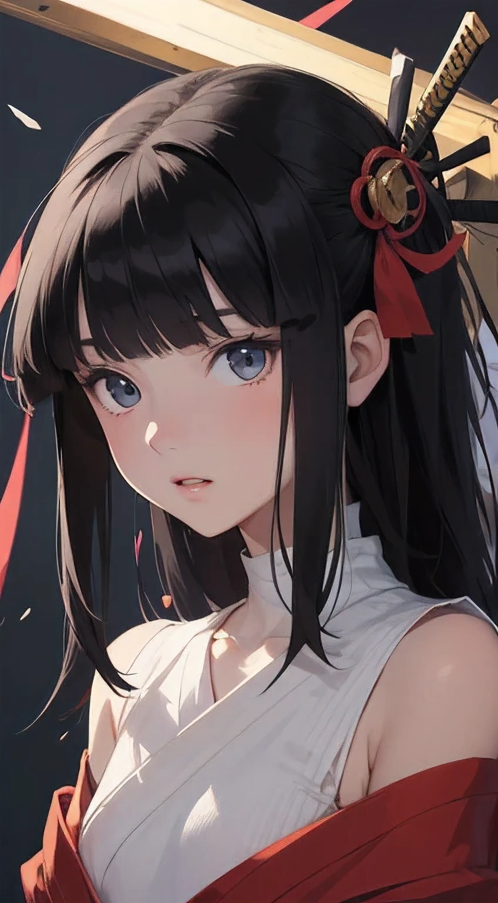 Anime girl with a sword and a red dress - SeaArt AI