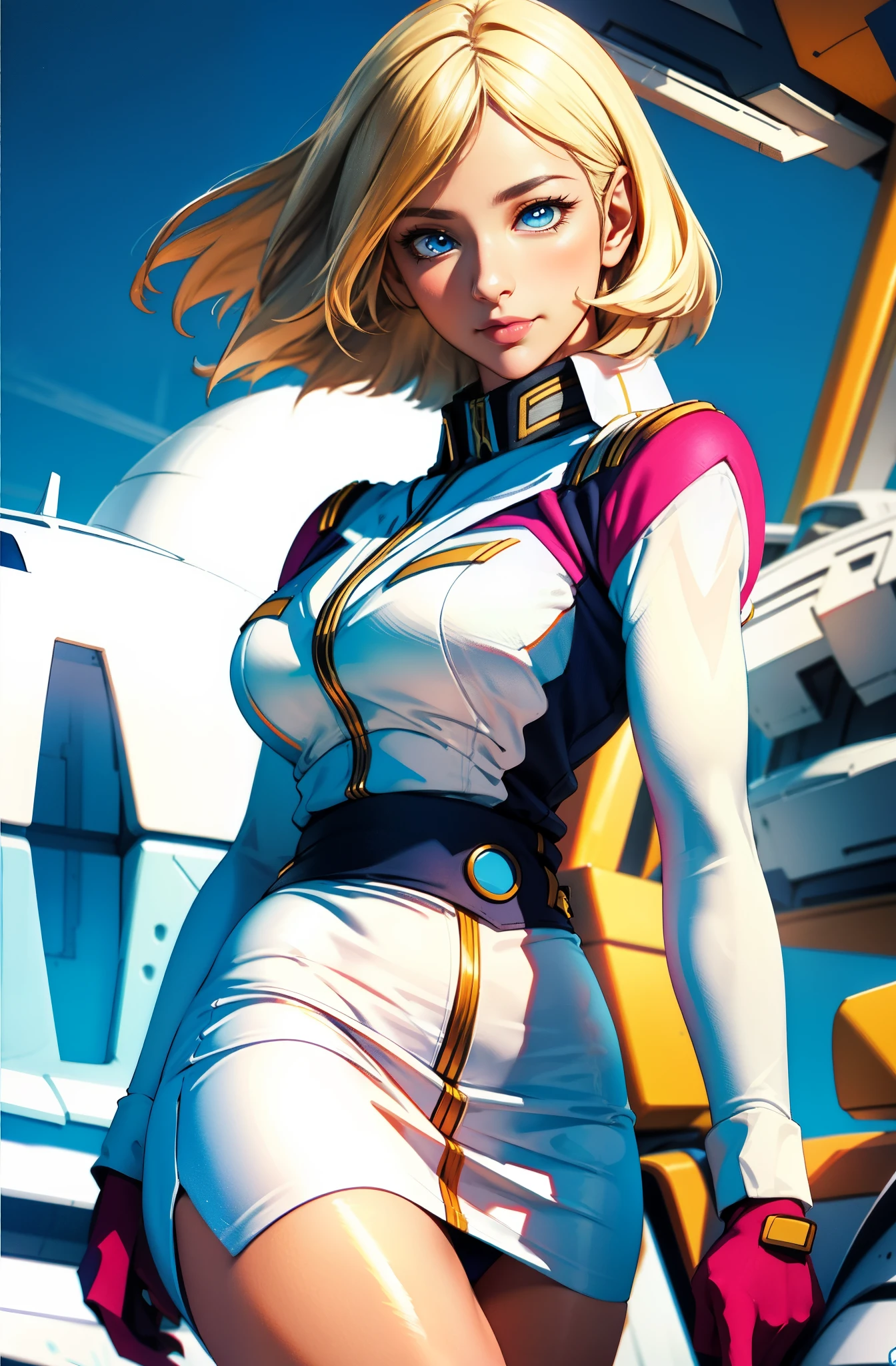 rialistic photo、Real Images、Top image quality、1girl in, sayla mass, Elegant, masutepiece, Convoluted,Ultra mini skirt、White panty、 Realistic, Best Quality, absurderes, high face detail, Perfect eyes, 18 years old, Cowboy Shot, , Vibrant colors, White uniform, Skirt