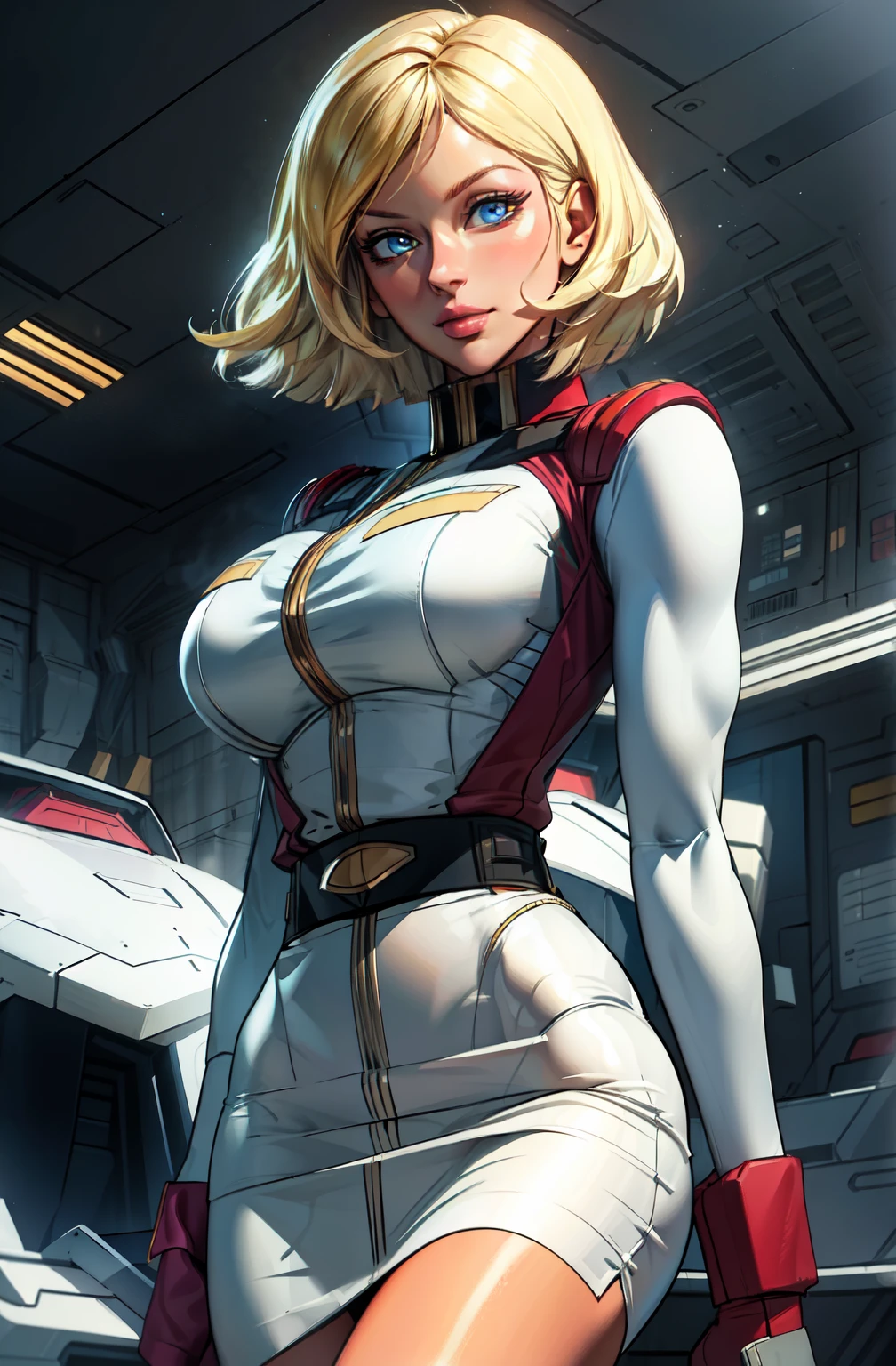 ((masterpiece)), ((cinematic lighting)), realistic photo、Real Images、Top image quality、1girl in, sayla mass, Elegant, masterpiece, Convoluted,Ultra mini skirt、 Realistic, Best Quality, absurderes, high face detail, Perfect eyes, mature, Cowboy Shot, , Vibrant colors, White uniform, Skirt,