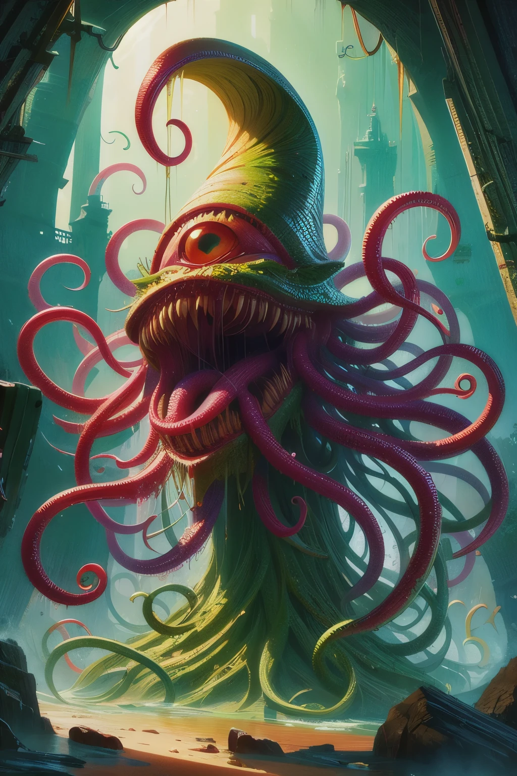(masterpiece, highest quality:1.2), Roper, plant tentacles, tips of the tentacles function as male reproductive organs, tips of the tentacles are shaped like male reproductive organs,