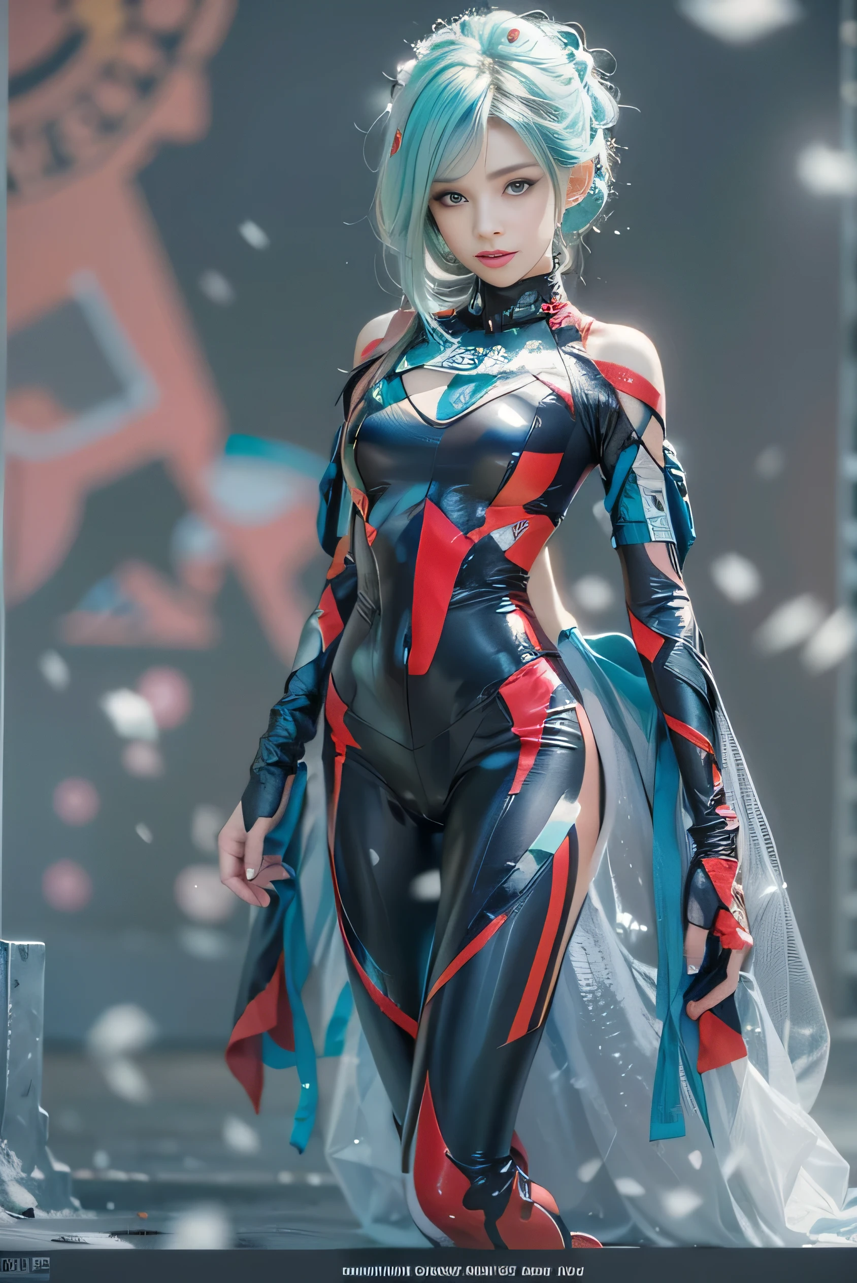 (photorealistic:1.8, highest quality:1.8,8K masterpiece:1.8,High resolution,muste piece:1.8),One 23 year old woman,(metallic gloss red plug suit,high leg swimsuit,choker), face,details face,detailed lip,beautiful detailed blue eyes:1.7,double eyelid:1.6,long eyelashes,beautiful skin:1.8, (looking at the camera:1.5),(View from the front:1.3),( midium hair:1.2,Beautiful shining blue lime hair:1.5), expression(Stoic:1.3,face turns red:1.3),Pause(Kneeling,Seductive pose:1.5),(Moderate chest:1.3),background(snowy mountain area:1.5),anatomically correct,normal hands:1.5,normal finger:1:5,normal feet:1.5,(cameltoe)