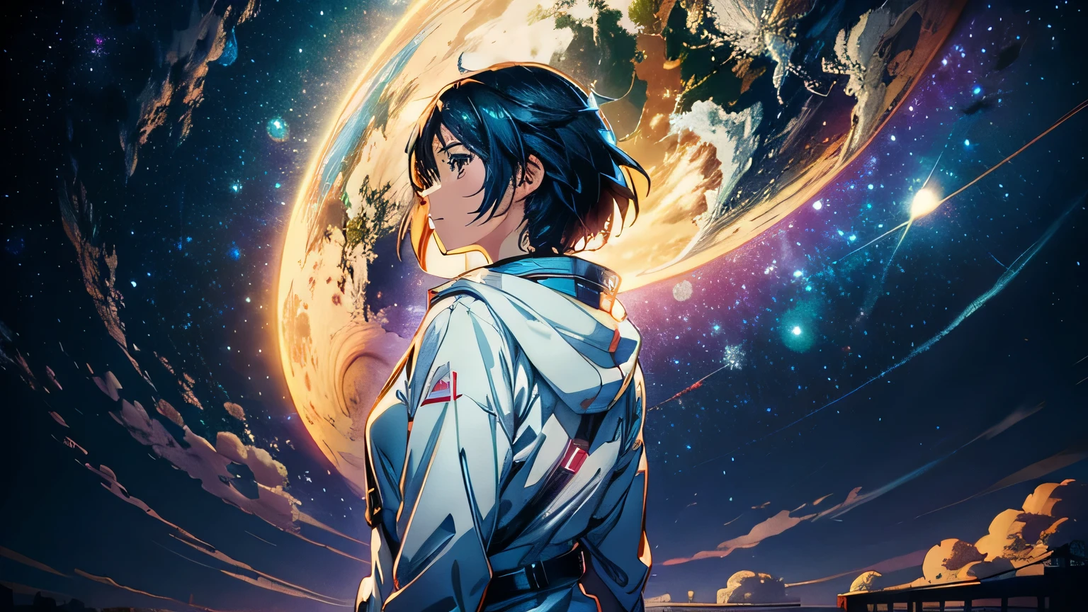 anime wallpapers of a girl looking at a view of the sky and stars, cosmic skies. by makoto shinkai, anime art wallpaper 4 k, anime art wallpaper 4k, anime art wallpaper 8 k, anime sky, amazing wallpaper, anime wallpaper 4 k, anime wallpaper 4k, 4k anime wallpaper, makoto shinkai cyril rolando, anime background art