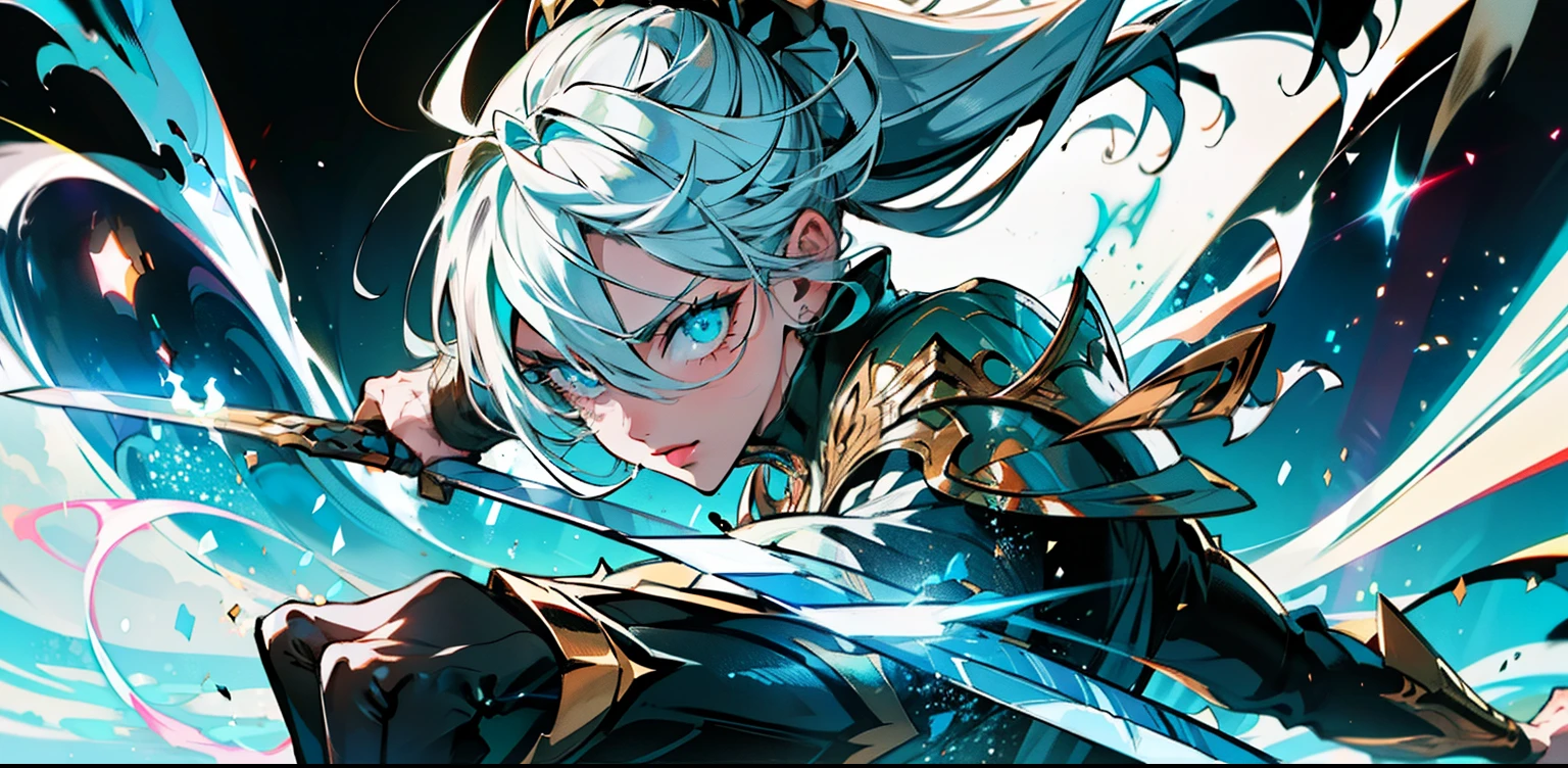 ((movie still)), Demon Slayer anime, (white-haired white-clad anime character) holding a sword in front of a black virtual space background,Kiba Love,Demon Slayer art style,4K Manga Wallpaper,4K Anime Wallpaper,Anime Wallpaper 4K,Anime Wallpaper 4K,Anime Wallpaper 4K,Anime Wallpaper 4K,Anime Wallpaper,Best Anime 4K Konchan Wallpaper,Spoof Anime 8K,Anime Art Wallpaper 4K,Light up the character,Sword out of the scabbard,one-handed draw and chop.Character chopping horizontally! Action,motion blur,sword smoke light particle effects,(holographic light,light and shadow,sword,light-sensitive particle effects close-up,light-sensitive particle effects strong),Top particle light effects,top light effects,top light effects,running edge carving, fighting god style,light and shadow details,exquisite details,complex details,details unlimited 8k fine carving,super details,with streamlined and exquisite lighting design,perfect composition,(optics),(human body),(ergonomics),(normal human body proportions,including finger five-finger proportions as well as finger lengths),(draw gradually from left to right to avoid one-time completion),(light effect particle scattering,light effect particle glowing),color gradient,glowing atmospheric particles,lyndall effect,exquisite masterpieces,(((the highest picture quality,high-resolution,high-definition global details,dark space in the background,highlighting the light effect and the light effect))),Ultra HD 8k beautiful wallpapers,8k exquisite and detailed vallpapers