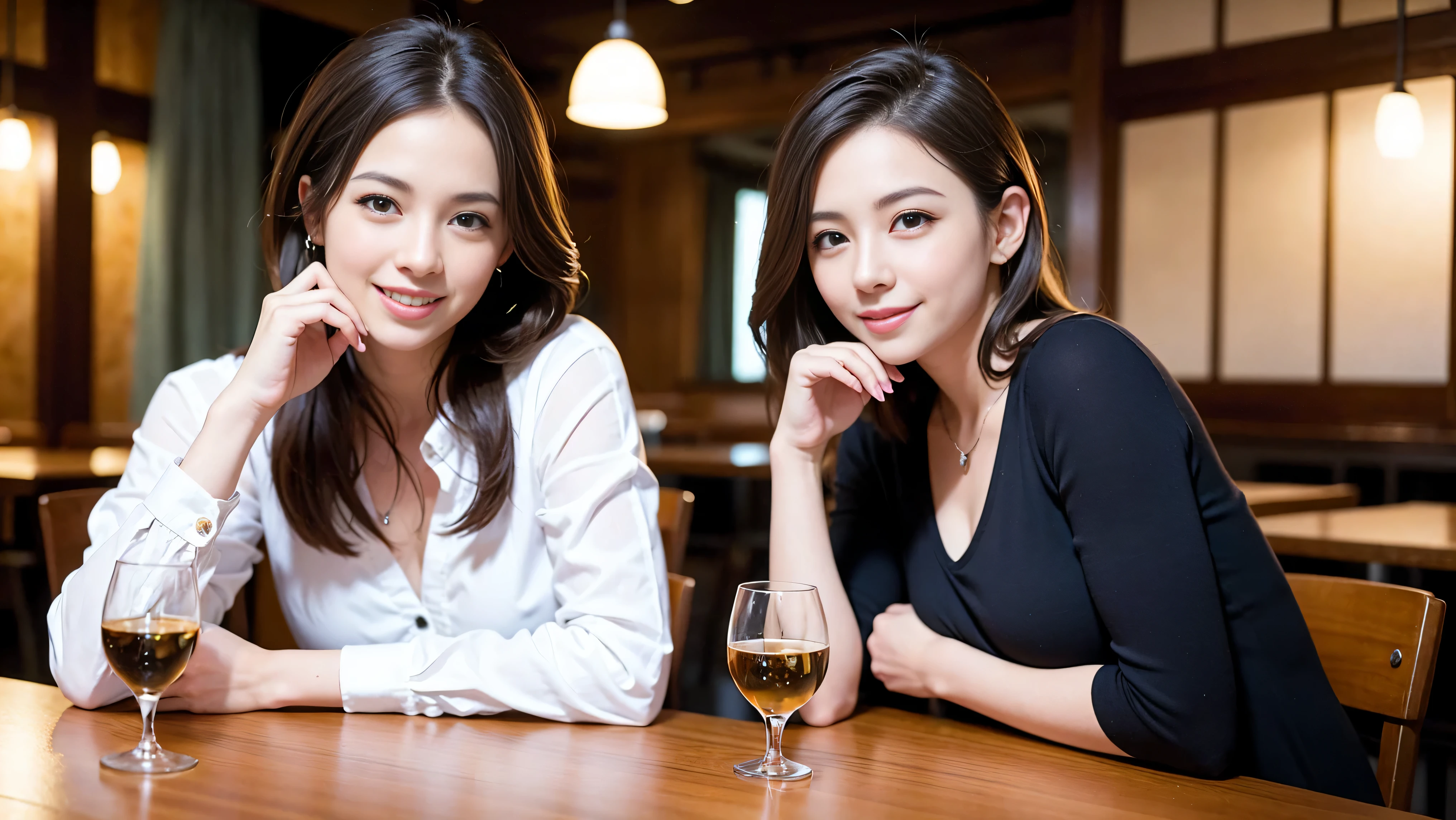 (including 64k, nffsw, highest quality, table top: 1.2), (realistic, photorealistic: 1.37), long sleeve shirt、winter fashion、Columbia、Brazilian、Japanese、Dutch、German、Portuguese、Belgian、Italian、French,Champagne、sparkling wine、 (slimフェイス), (slimボティ), (brown hair), (shortcut), neat beauty、cheeks turn a little red, (35 years old), 38 years old, alone, 窓の外には美しく緻密なnight景が広がります., restaurant, wine glassが座っている, nightに, in a prominent place (from the Upper body) nova frog style, actress, model, Upper body, White wine, slim, wine glass, Super Clean night View, wine glass Put in the Middle, Happy smile, (smile: 1.15), beautiful and detailed eyes, Upper body, bust japan up, night, short, short, actress, model, Upper body, White wine, slim, wine glass, Super Clean night View, wine glass Put in the Middle, Happy smile,