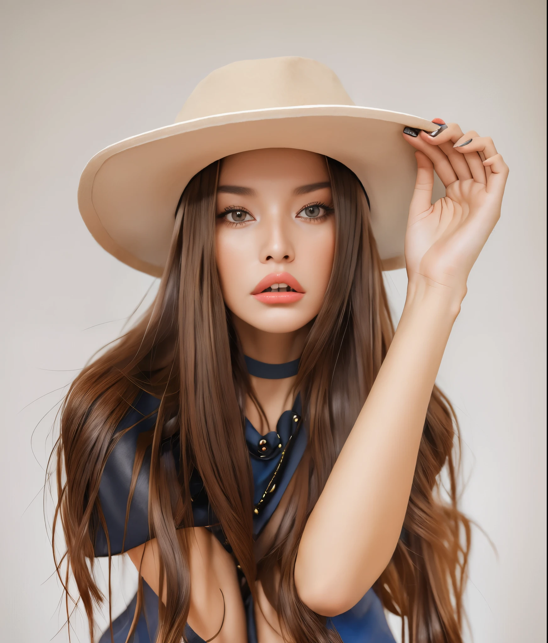 Арафед женщина in Hat и черной рубашке, Anna Nikonova, aka newmilky, in a choker and a cute hat, gorgeous young model, in Hat, dasha taran, 2, 4 year old female model, style of Yulia Razumova, she wears a hat, Emma Andievskaya, Portrait of Sophie Mudd, Mackenzie Foy