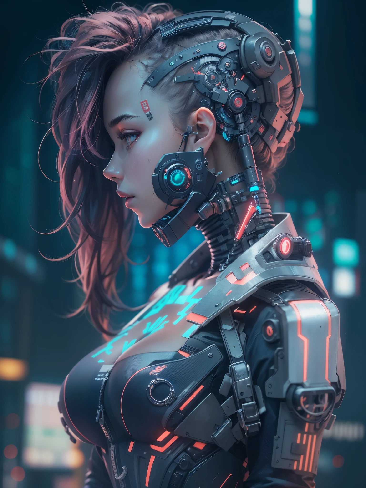 ((best quality)) , ((masterpiece)) ,((details))， ((cyberpunk)),A female, Robotic outfit ,(darkblue color), ((simple_background)),8k resolution