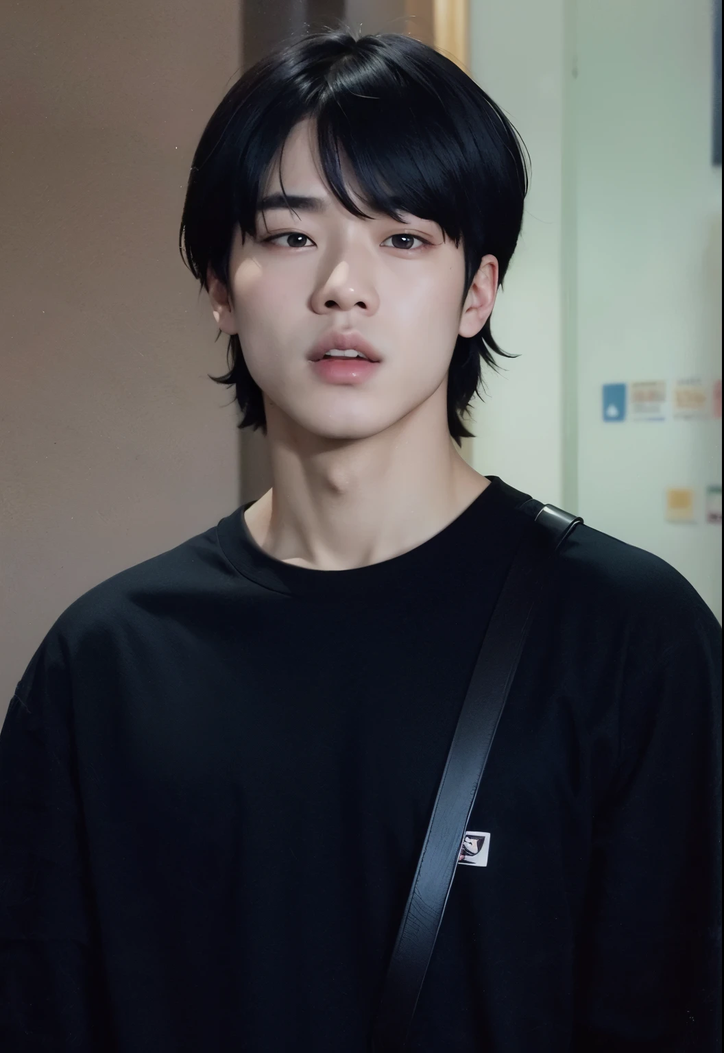 Araffated Asian man with black hair and black shirt., Jung Jaehyun, Jimin\los labios carnosos, park Jimin, Jimin, accurate Jimin face, kim doyoung, Jimin\his right eyelid is swollen, Jimin\'s grecian nose, yoongi de pelo ?????, kim taejin, hyung tae, yanjun chengt, hong junio hyung, jinyoung shin