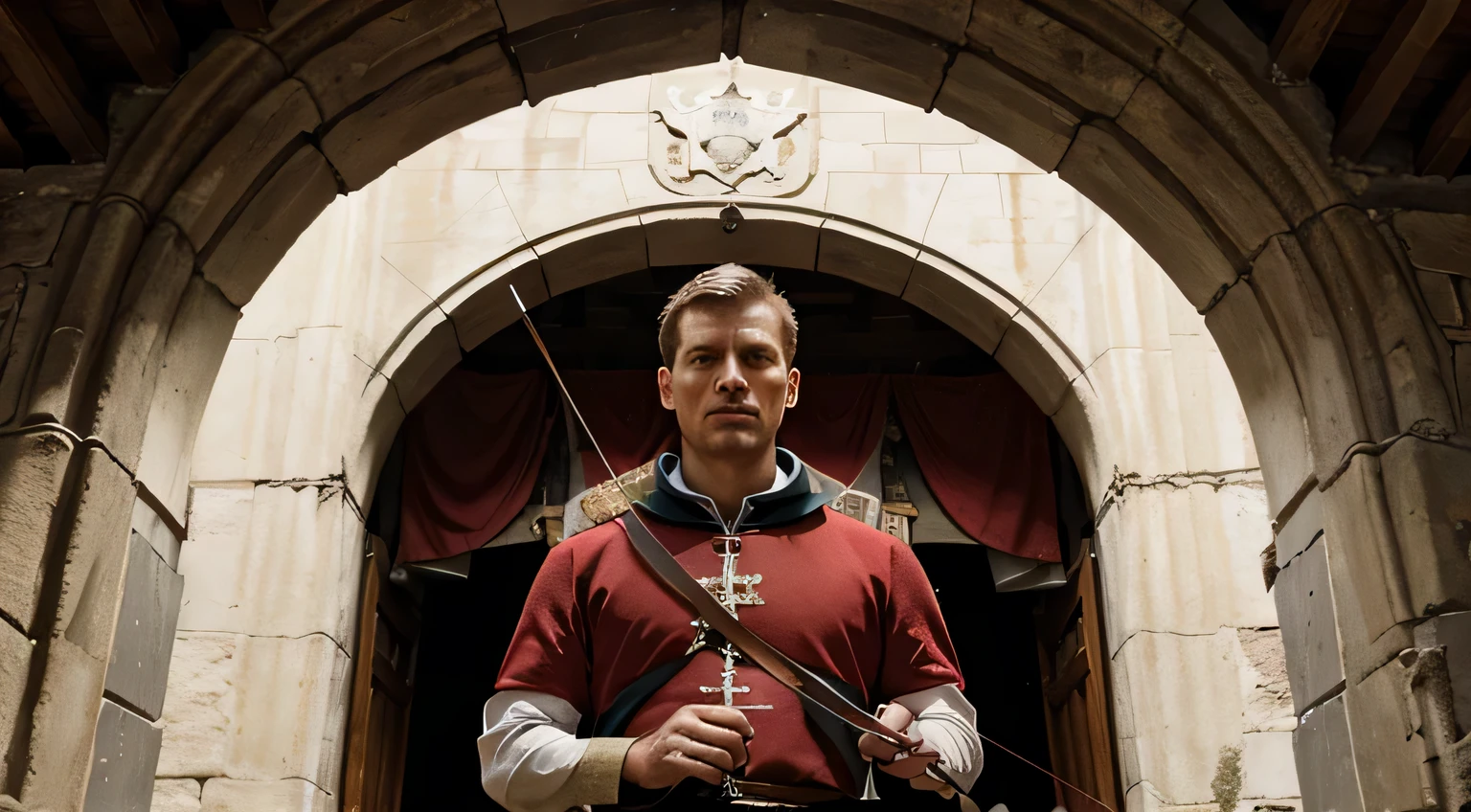 Kingdom of England, Earldom of Northumbria, Archer uniform, red uniform, army, bow and arrow, male, medieval