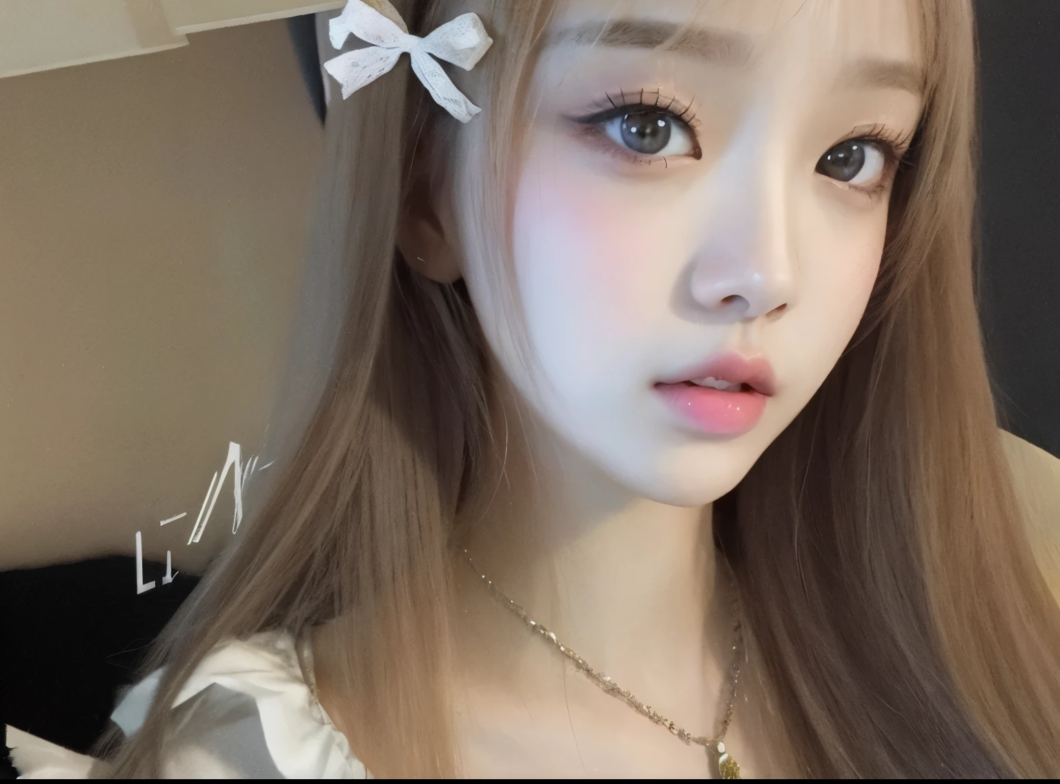 Un primer plano de una mujer con cabello largo con un vestido blanco, tzuyu de dos veces, ulzzang, Parque Ji-min, Heonhwa Choe, Jaeyeon Nam, maquillaje popular de Corea del Sur, Lalisa Manobal, Retrato de Jossi de Blackpink, maquillaje coreano popular, Parque Roseanne de Blackpink, con cabello largo y ojos penetrantes