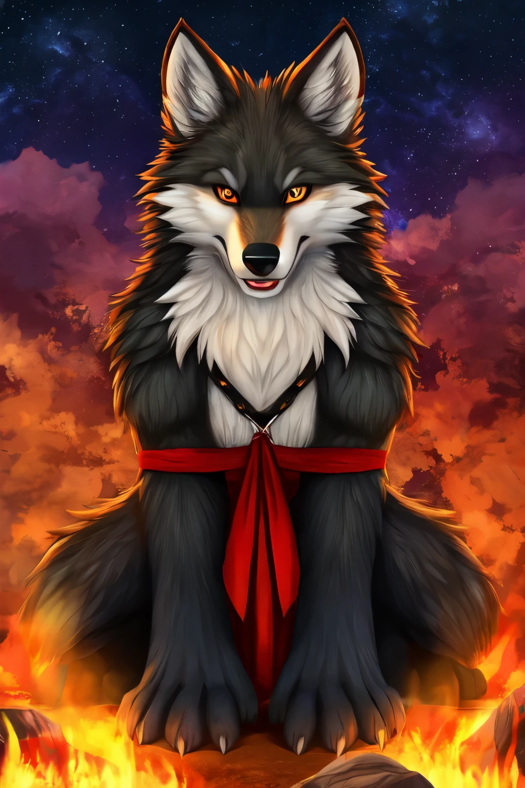 anthro brown_fur claws collar solo bondage_bench grey_fur leather_cuffs female nude paws side_view wolf <lora:bench_yiffy35_v1:0.7> howling, furry art, furry art, trending on artstation, digital painting, HD, vibrant colors, sunset glow, intricate, elegant, epic fantasy, beautiful, medium shot, wide angle, rich deep moody colors, painting, traditional painting, in