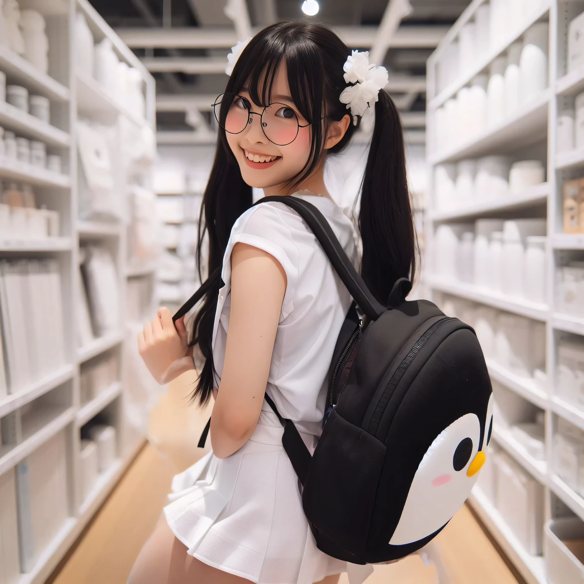 Pure white summer school uniform, white skirt