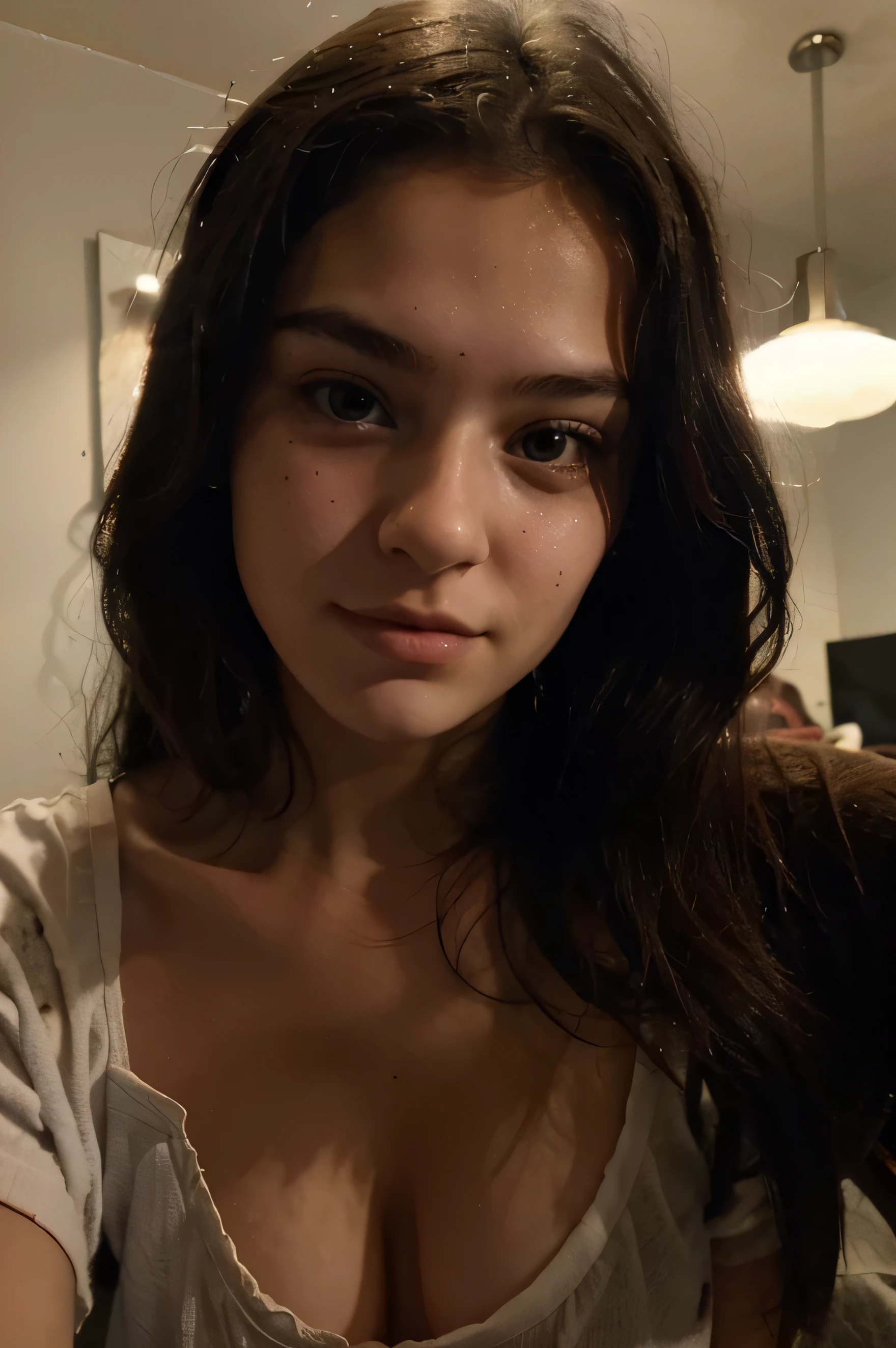 girl with straight black hair taking a selfie