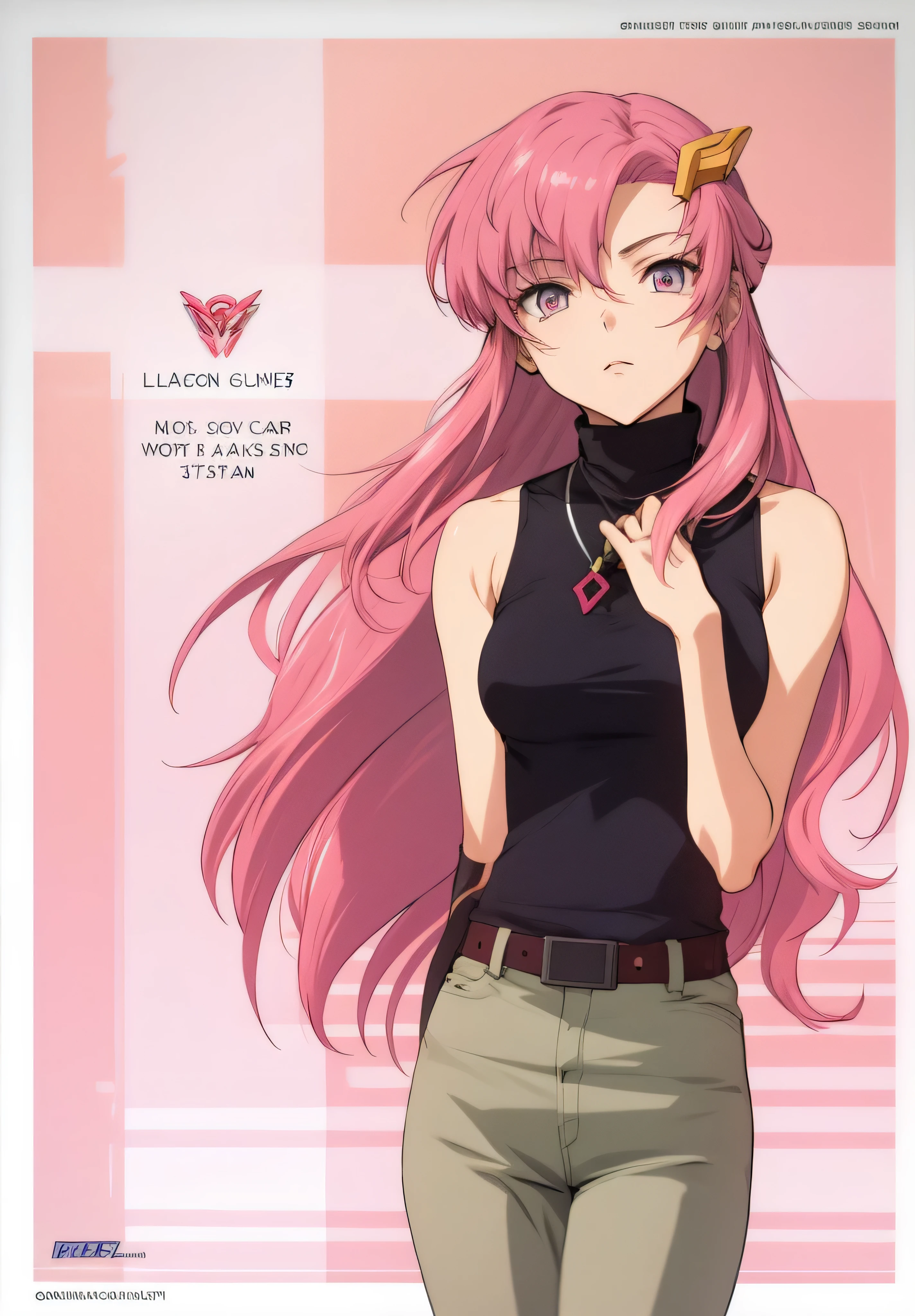 Lux Klein,Gundam seed heroine,pink hair,casual wear