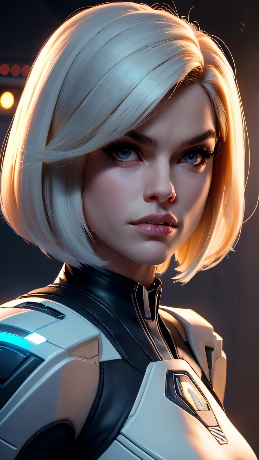 photo of Alice Eve, RAW, beautiful woman, ((portrait)), ((detailed face:1.2)), ((detailed facial feature, detailed skin, clear skin), (perfect proportioned body), (short bob cut hair), (wearing dark futuristic mass effect n7 armor), holding a large rifle, (high detailed alien planet), (JJ Abrams lens flares: 1.2),  (realistic photo, best quality, detailed), (8k wallpaper), (cinematic lighting, dramatic lighting) (sharp focus, intricate)