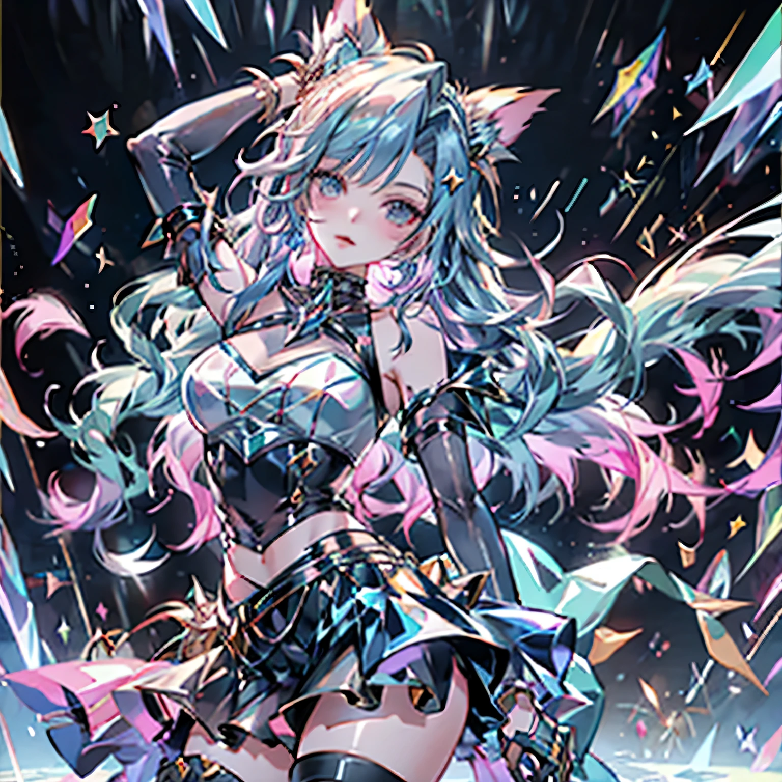 Anime girl with angel wings plays guitar in a dark room, night club, anime Mo artstyle, ig studios anime style, Нереальный Ungine 5, official work of art, Fanart of Marina Kitagawa, anime style 4 k, пиксив 3dcg, official work of art hdr, IG model | type of microbe, anime style. 8K, winner of the pixiv competition