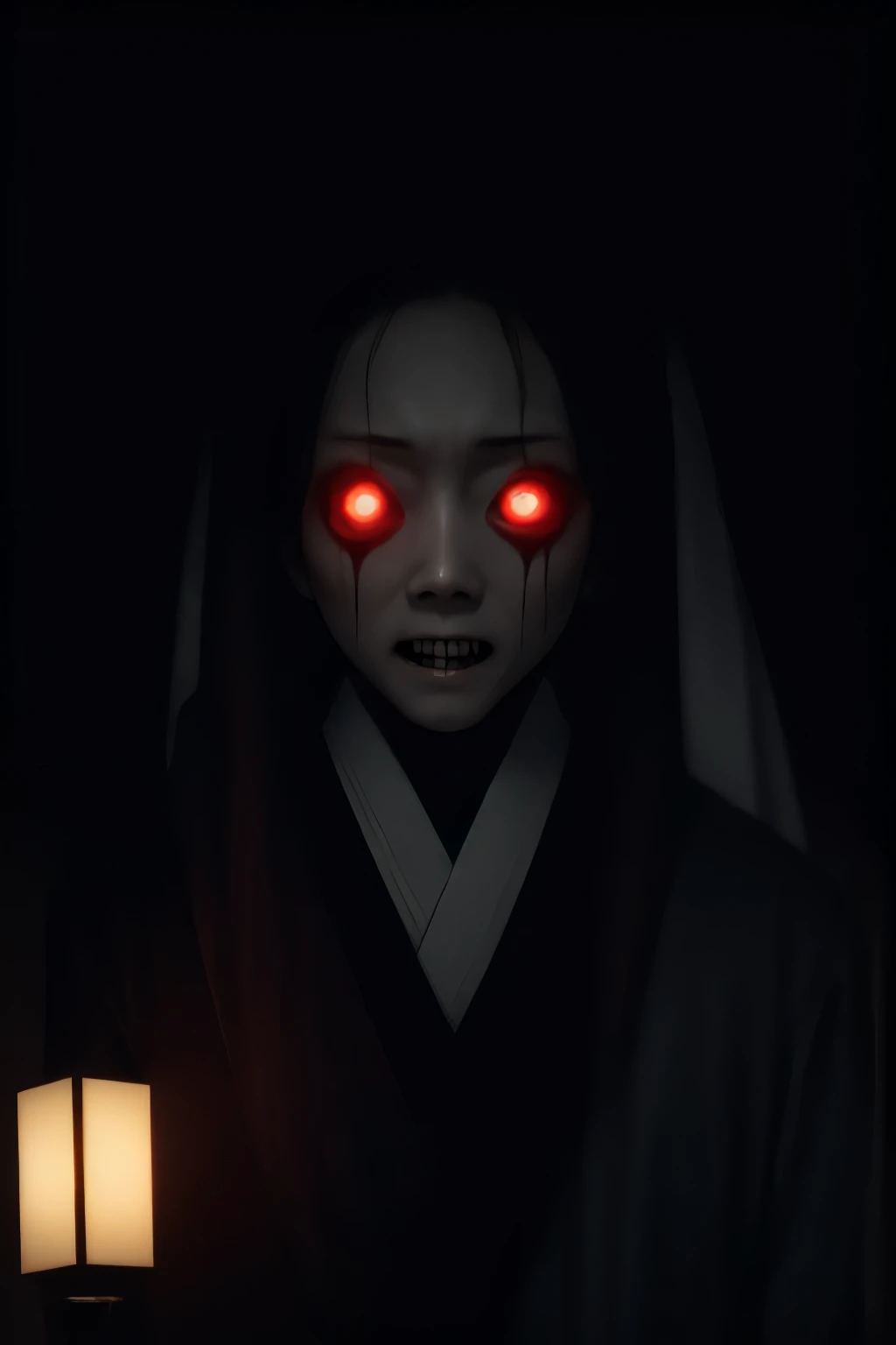 A scary ghost from a Japanese horror movie