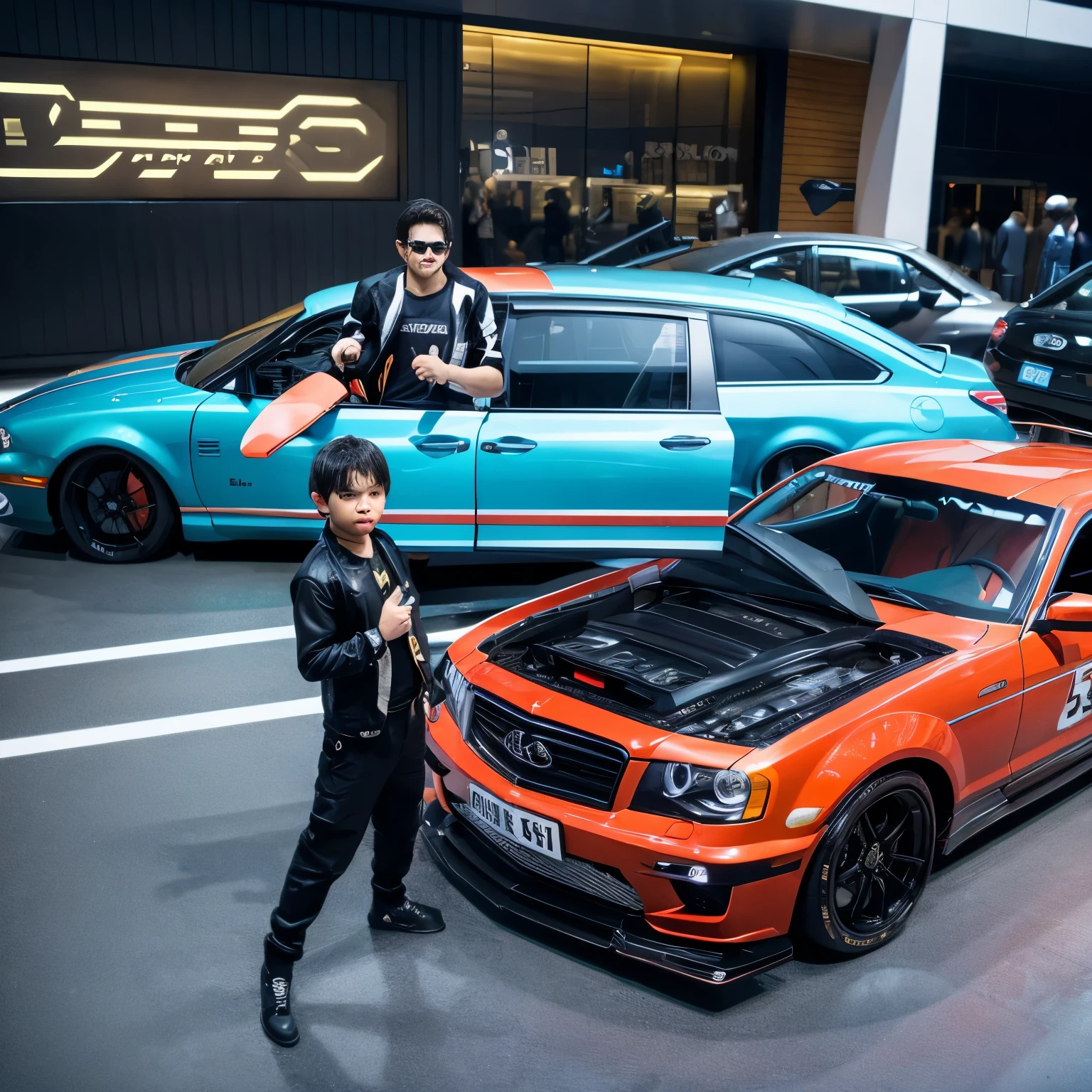 Best pose man model style car 