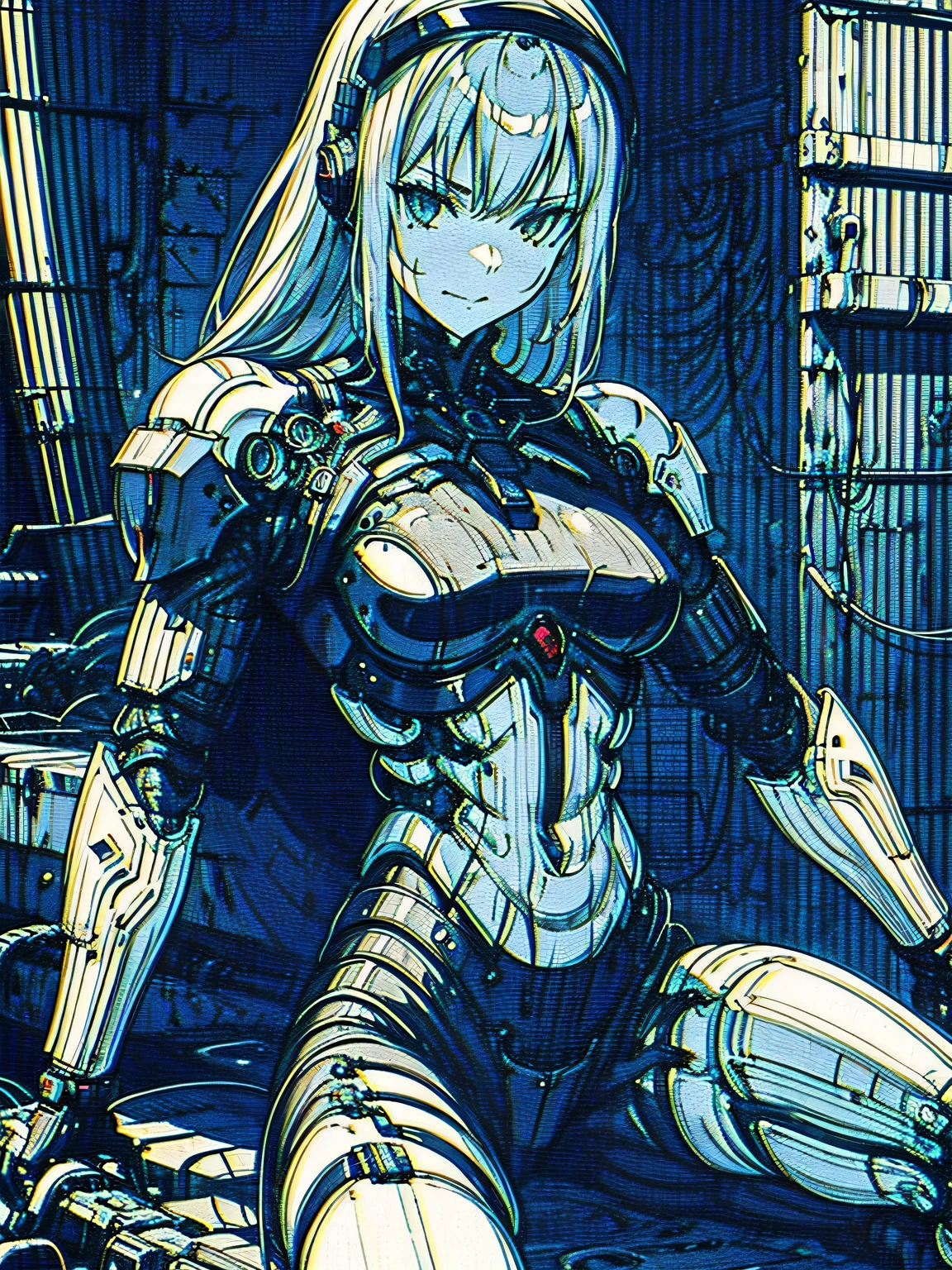 Various angles,Anime-style illustration of a nude woman, squat,8 heads,Perfect figure, Big Breasts,There is a cleavage,Pointed nipples,Raised genitals,Have pubic hair,Cyberpunk Anime Girl Mecha, perfect Anime Cyborg woman, ghost in the Shell&#39;Art Style, Anime Cyborg, Git anime, Git, A mix of anime robots and organic matter, Digital Cyberpunk - Anime Art, ghost in the Shellスタイル, Cyborg Girl, Completely nude,Looking at me with a seductive look,Wet genitals,