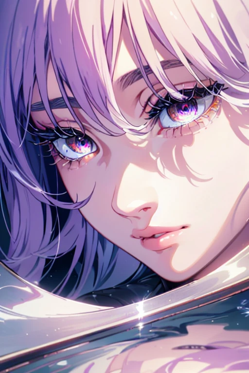 (because it includes specific human qualities, Please, clearly indicate all of the following attributes: detailed eyes, detailed lips, extremely detailed eyes and face, long eyelashes) , district, mirror, purple eyes self-reflection, excited eyes, self-adoration, detailed eyes, detailed lips, extremely detailed eyes and face, long eyelashes, seductive look