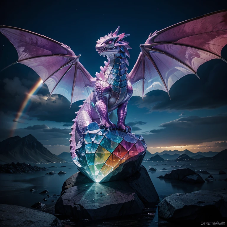 crystal dragon，Cartoon，rainbowsky