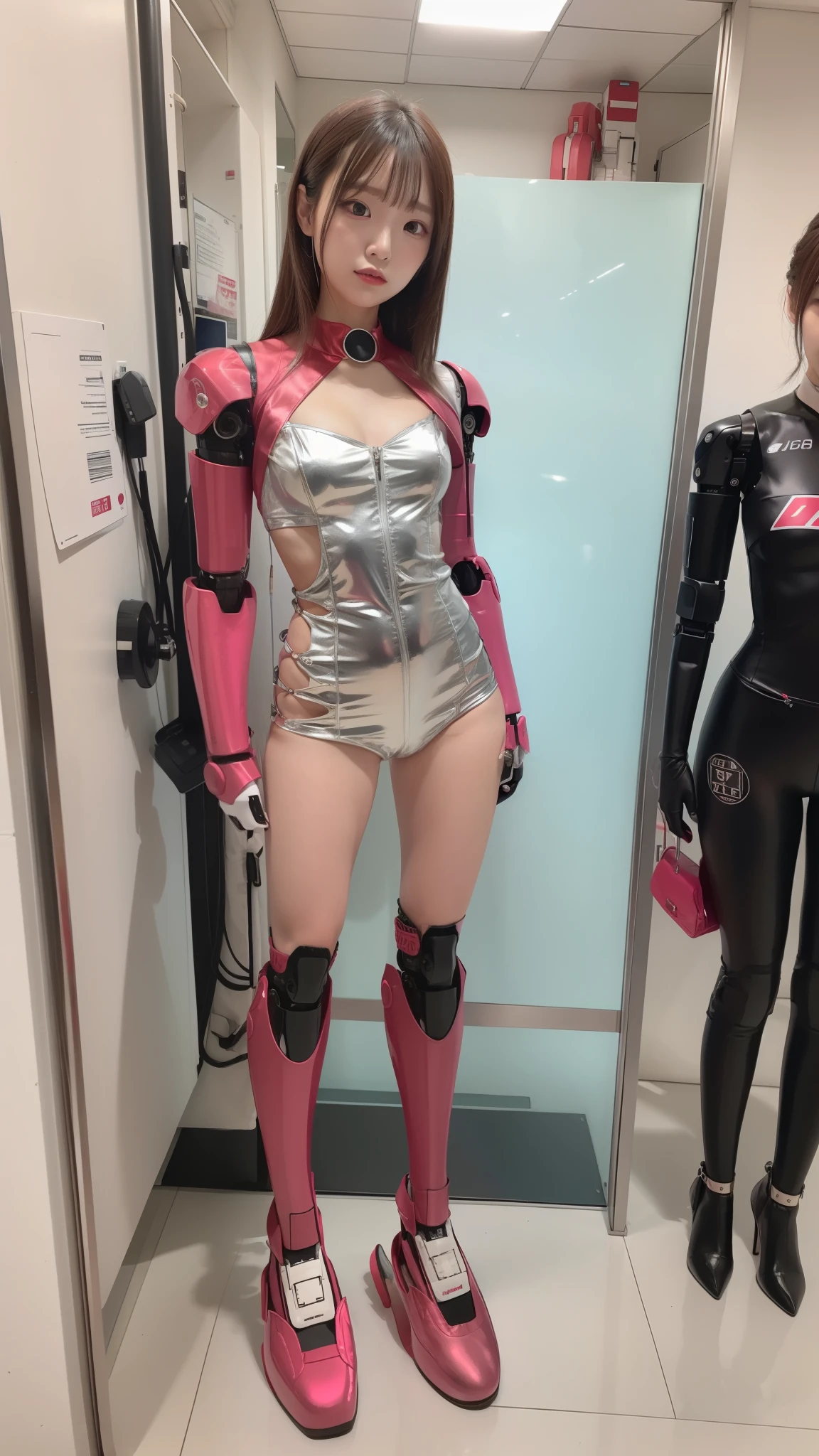 Silver satin costume like a idol, robot