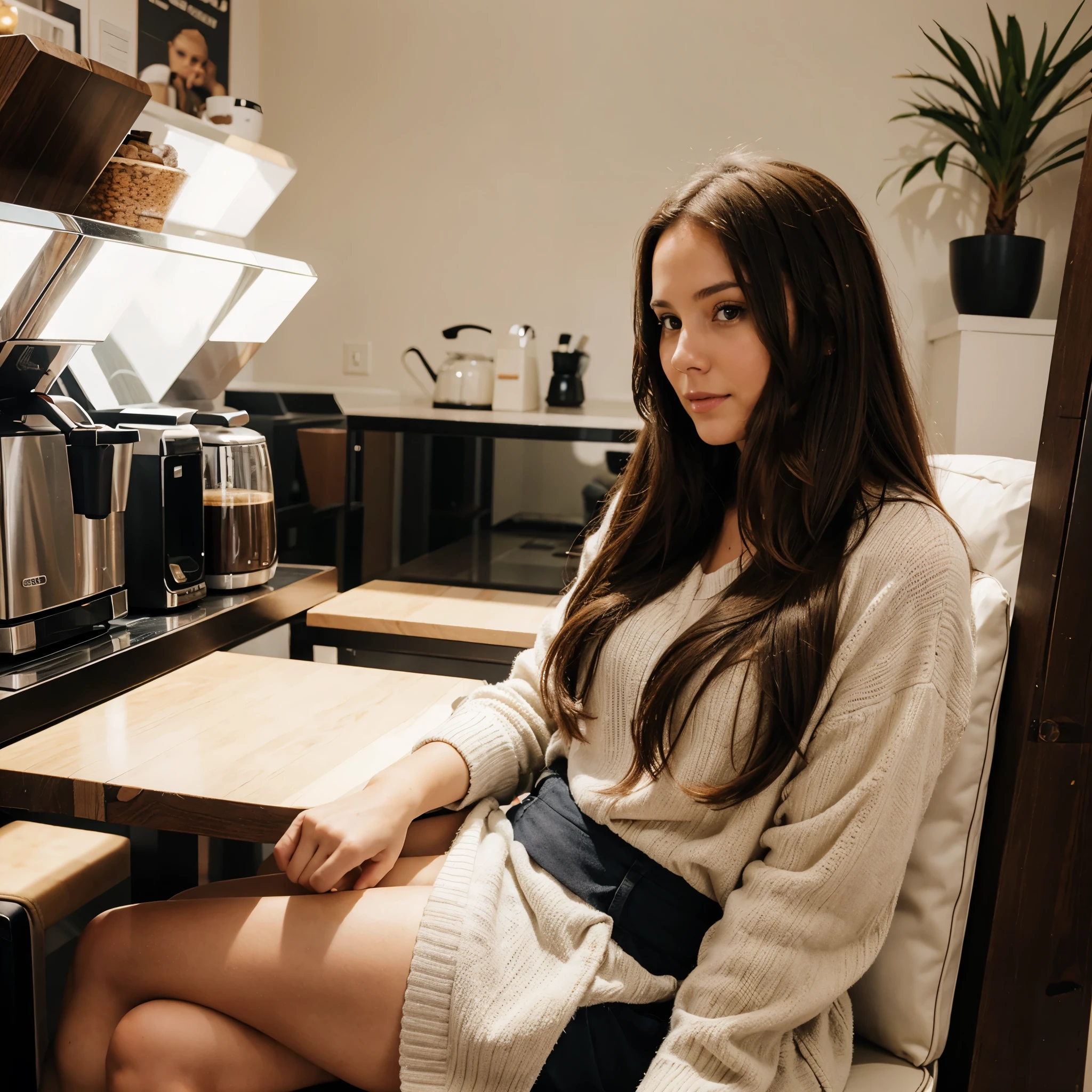 brunette 29 year old sitting in Coffee 