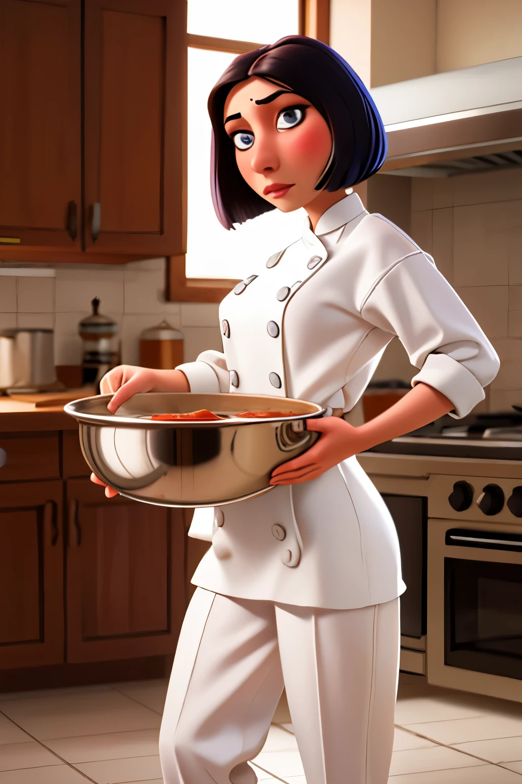 colettetatou , mujer ,  uniforme de cocinero,nude