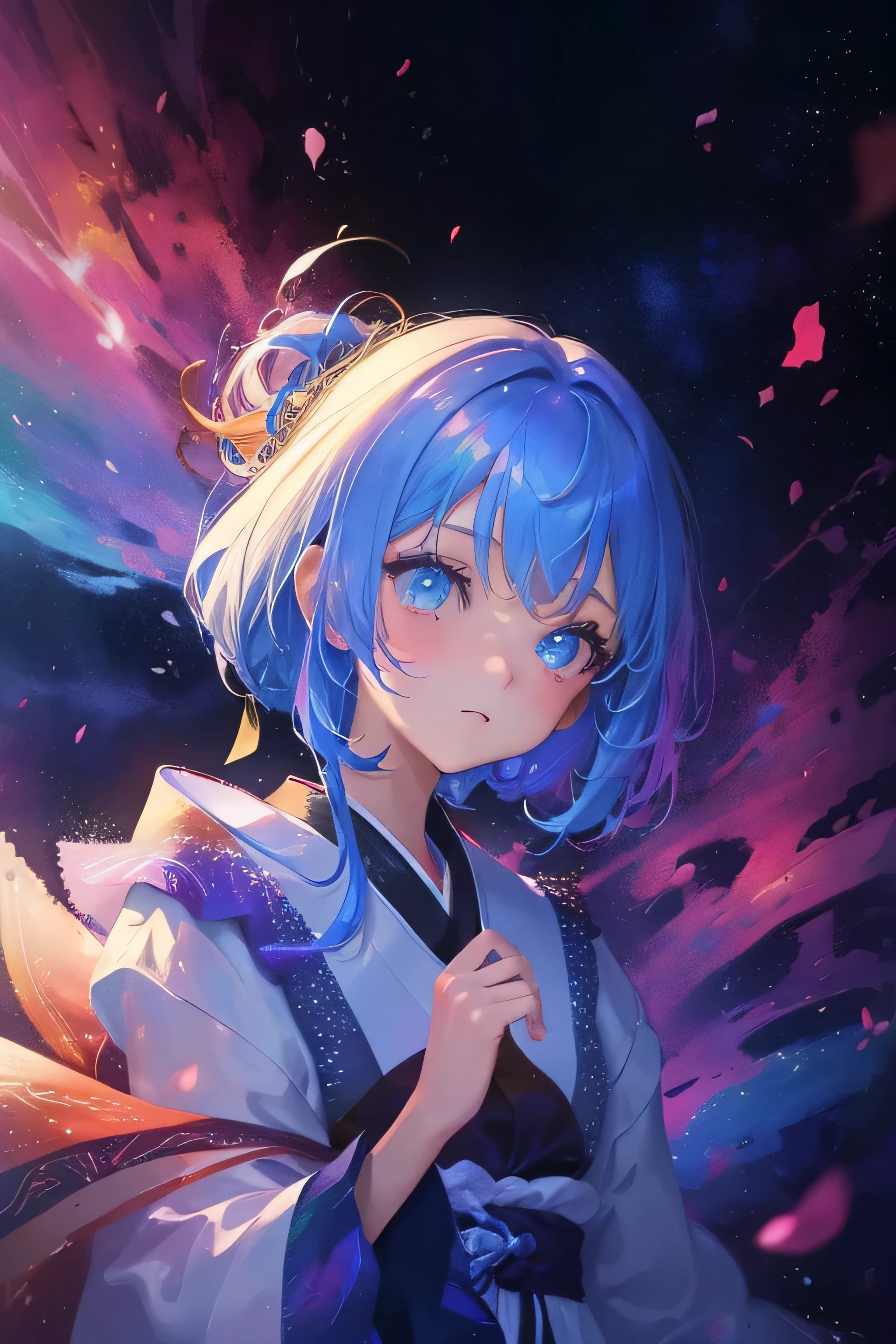 (high quality, 8k), detailed face, fine eyes, colorful, シンプルなドレスを着たcolorfulな女の子をフィーチャーしたこのアートワークで水彩画のファンタジーの魅惑を体験してください, Iridescent hair and seductive eyes. Watercolor style adds a touch of magic, Vibrant shades blend in with a mesmerizing glow、It was dazzling.
少女の髪はcolorfulな色合いを誇っています, Reminiscent of a rainbow dance, Her eyes exude a captivating beauty that draws you into the realm of wonder.
Watercolor strokes are、Creates an ethereal atmosphere, As if the colors are alive, 
Let the sparkle of this watercolor fantasy envelop you, When you wonder when it glows with every brush stroke. lots of flowers,