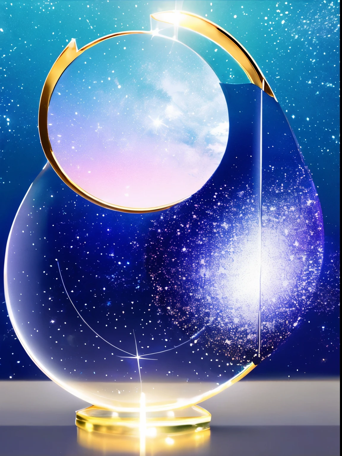 crescent moon in glass background universe Sparkling Star々