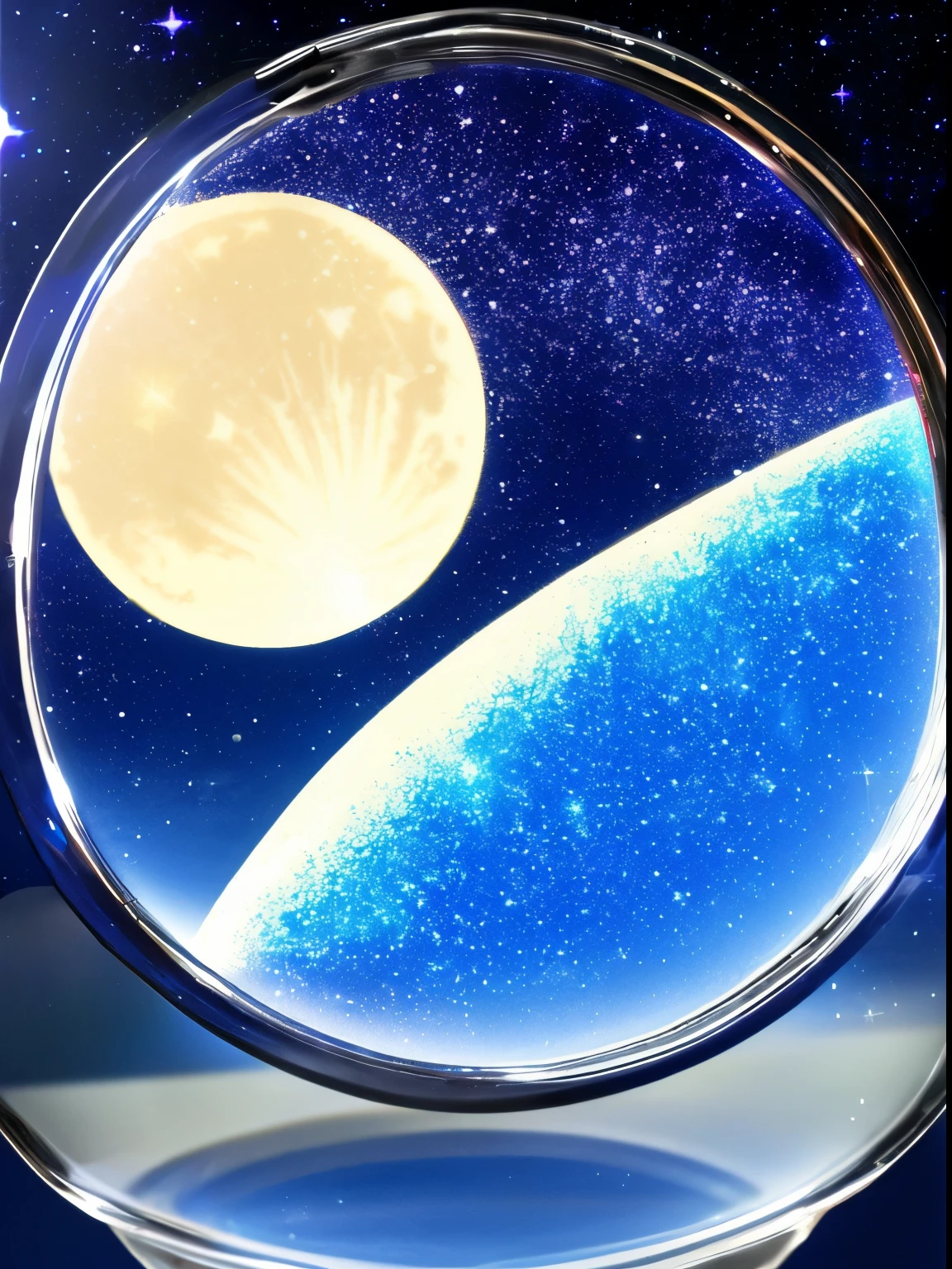 crescent moon in glass background universe Sparkling Star々