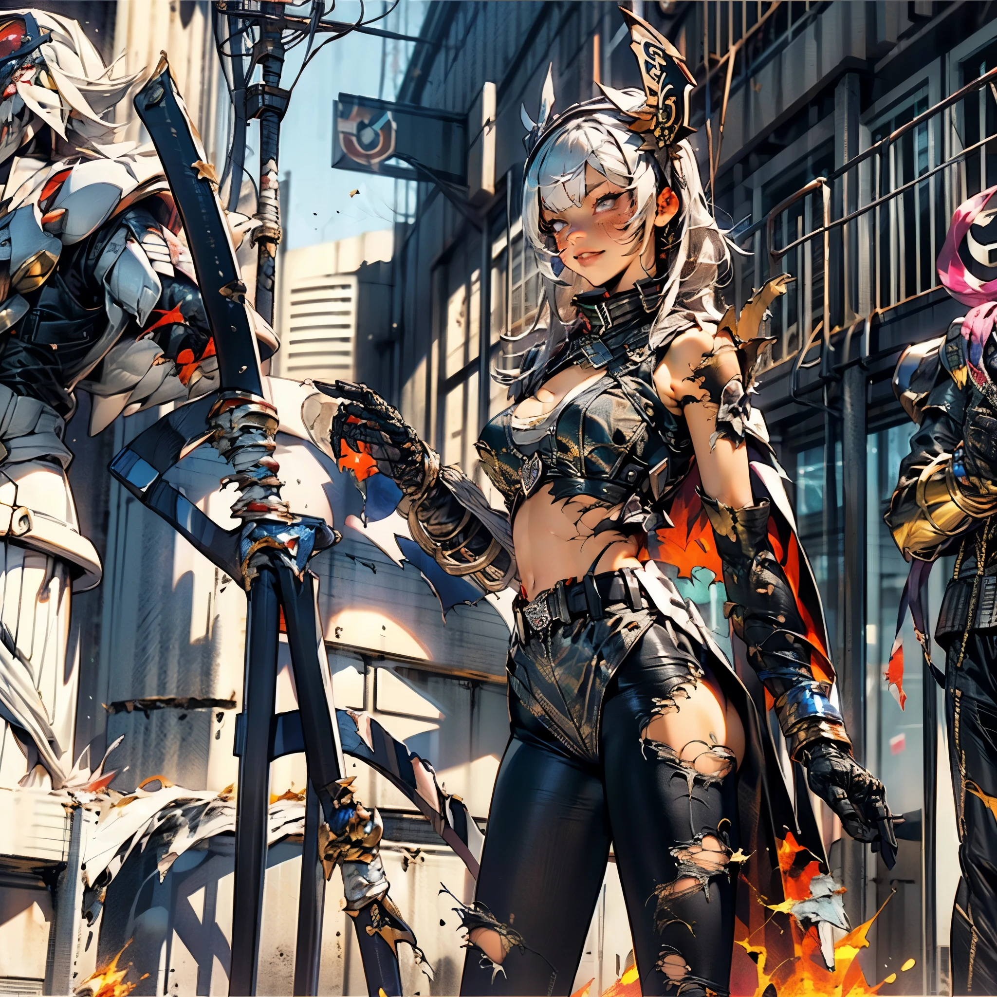Nova armor UnrealEngine5 ultra Masterpiece Urban deep path equirectangular battle Cinematic Outfits wearing skimpy scandalous suit woman heroic expression sexy costume destroyed war nearly naked torn tatters with lots_of_holes and tears_in_it showing lots_of_cleavage_visible torn_clothes (Torn Clothes:1.75) (Burned Clothes:1.5) hyper realistic photography Post-apocalyptic_metropolis nickel optimal sunLight meticulously intricate ultra_high-details Divine female strange gold sundrop ultra_high-res pro-Photorealistic ultra_high-quality luminescence volumetric lightning contrast perfection reflex extreme improved Octane-rendered opengl-shaders glsl-shader UHD Ultra_sharpness focus accurate XT3 256K 128K 64K 32K 16K 8K DSLR HDR romm rgb pbr ombre analogique max saturate color-coded shading 3DCG fxaa global illumination cgi vfx sfx fkaa txaa rtx ssao post-processing post-production cell-shading tone-mapping backlight "Heavy Metal" Will-o'-the-wisp cyberpunk Goddess dazzling walk Pilots Fancy Vivid Yellow Symmetrical ((Athletic Diva Ultra gorgeous bangs dreads extatiques Tamned Skin sensual Effects Cheekbones Embarrassed reddener saphirs ultra beautiful (Bright eyes, Bright eyes) lazuli epic beaux eyes turquoise mouth open tongue teeth obvious smile howling Floating Jacket Eccentric Cape onyx Shoulders-Off Shirt Lace Clavicles White Papillotes embroidered breasts heavy sideboob satin corsait red thick leathers felt skirts matching ample swinging spinels navel waist reveal belt-chastity heart diamond padlock silver agate pubis bristles scarlet pubis-hairy indigo silk snap garters thighs legs gothic boots)) tin incandescent CGSCOSITY chrome Cristallines hearth rubis invoque fire monster blast flame flash blow glow opale straight armor chrome flat lava bands Tourmaline plasma blazzing beholder fleuraison population transparent glass Earth mirror graduated reflection floraison tattoo sex "luis Royo" naked nsfw varied multi etc. --v 5.2 --s 1000 --c 20 --q 20 --chaos 100