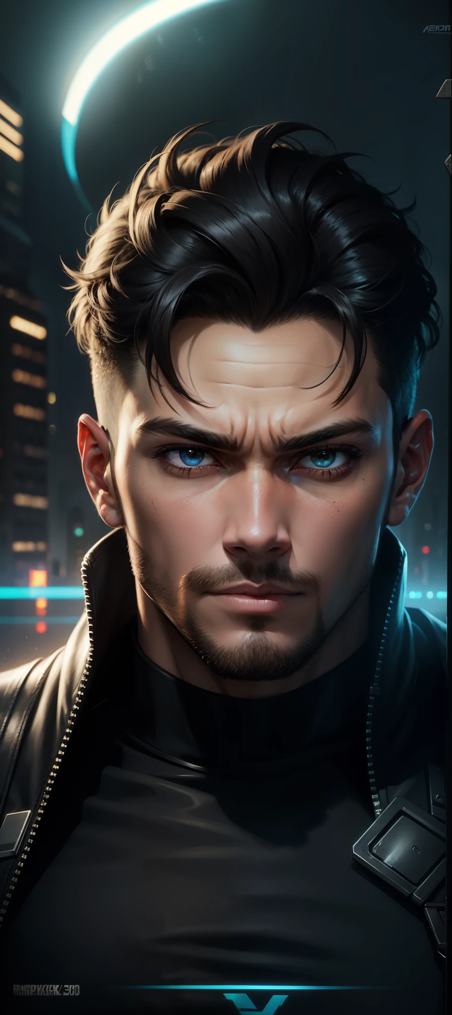 This face , 8k, cyberpunk, handsome boy, blackish background, focus, smart body,with , casual dressing, realistic face