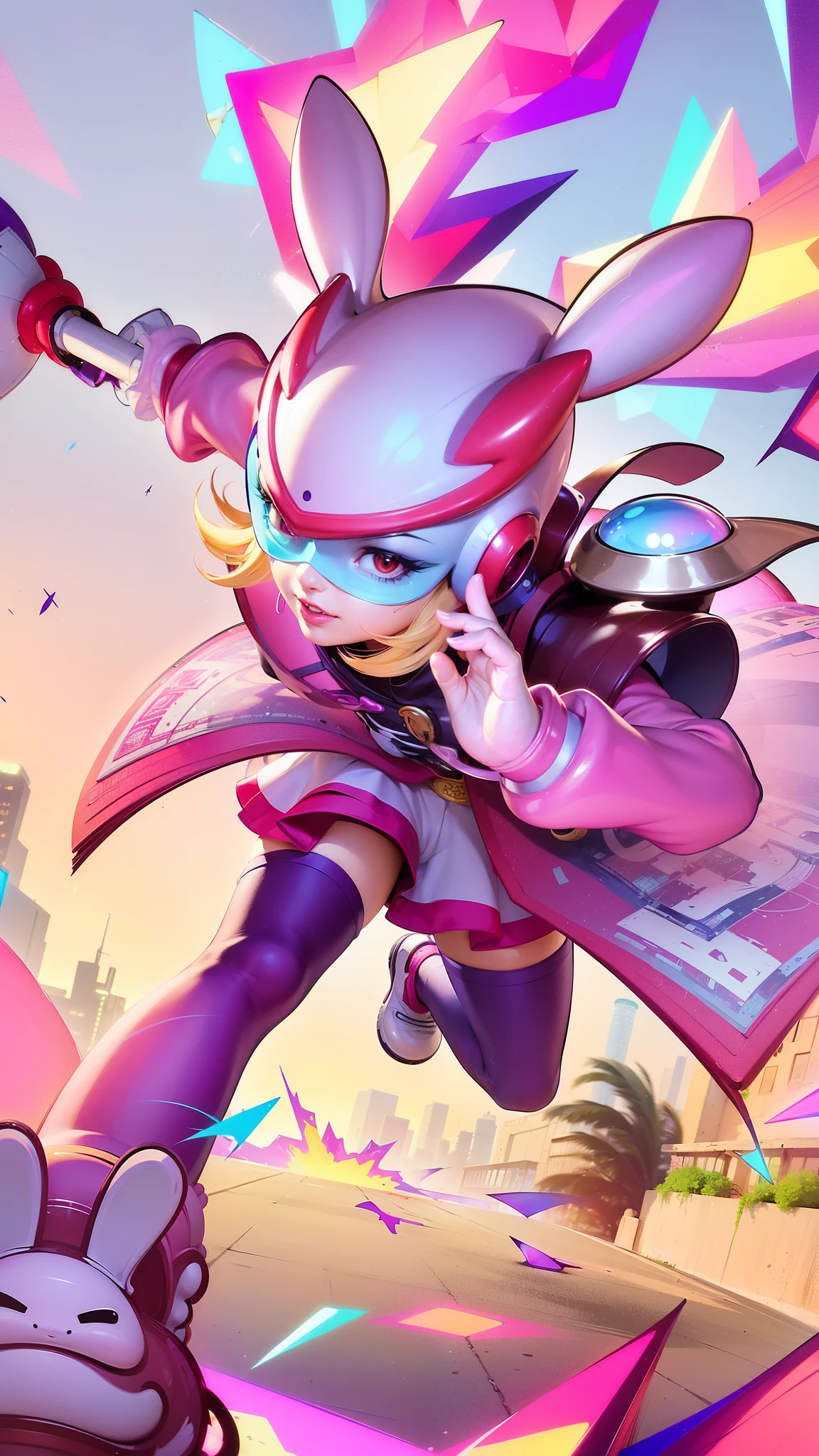 (8k, RAW photo, photorealistic:1.25) ,( lipgloss, eyelashes, gloss-face, glossy skin, best quality, ultra highres, depth of field, chromatic aberration, caustics, Broad lighting, natural shading, sonic the hedgehog is running through a city with a pink and purple outfit, style artgerm, cushart krenz key art feminine, fuchsia skin, rossdraws cartoon vibrant, ig model | artgerm, official splash art, artgerm style, artgerm jsc, kda, iconic character splash art, extremely detailed artgerm, close eye 1:2, smile.