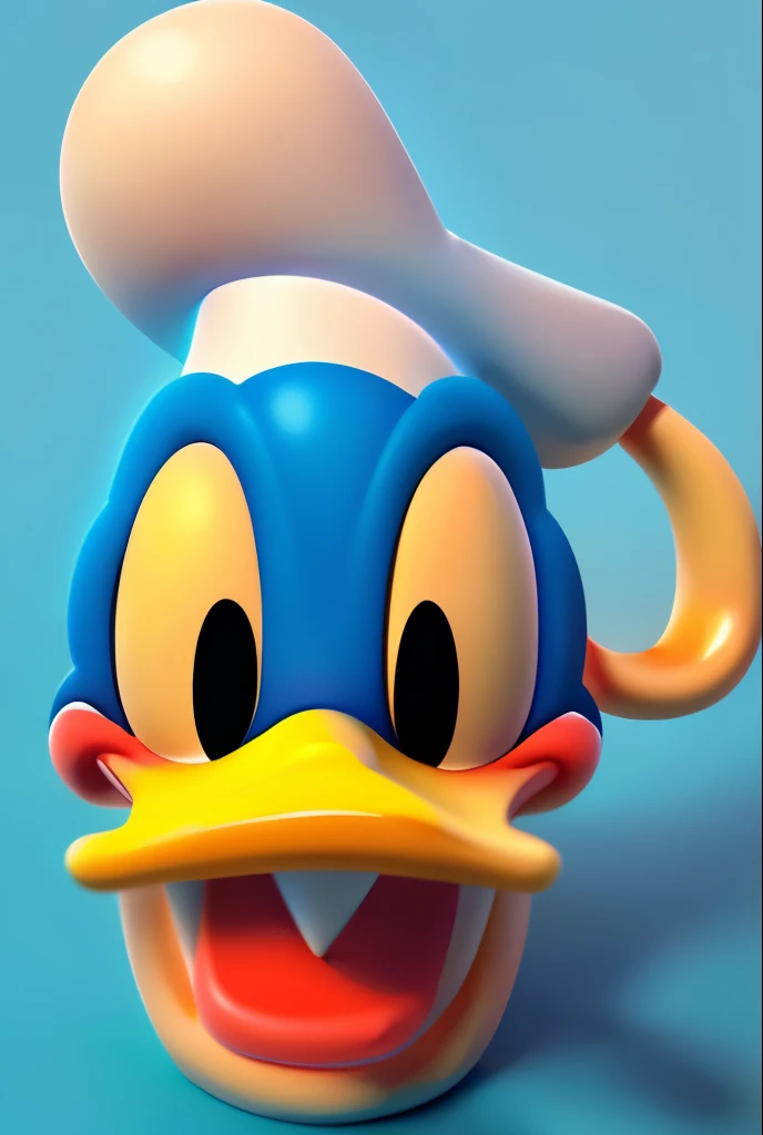 Donald Duck's head cute Donald Duck 3D modeling model c4d rendering ultra light clay material blind box figure style clean background,pastel colors,Fine line drawings,8k yellow paper ultra-clear IP image design mascot personification cute and unified colors