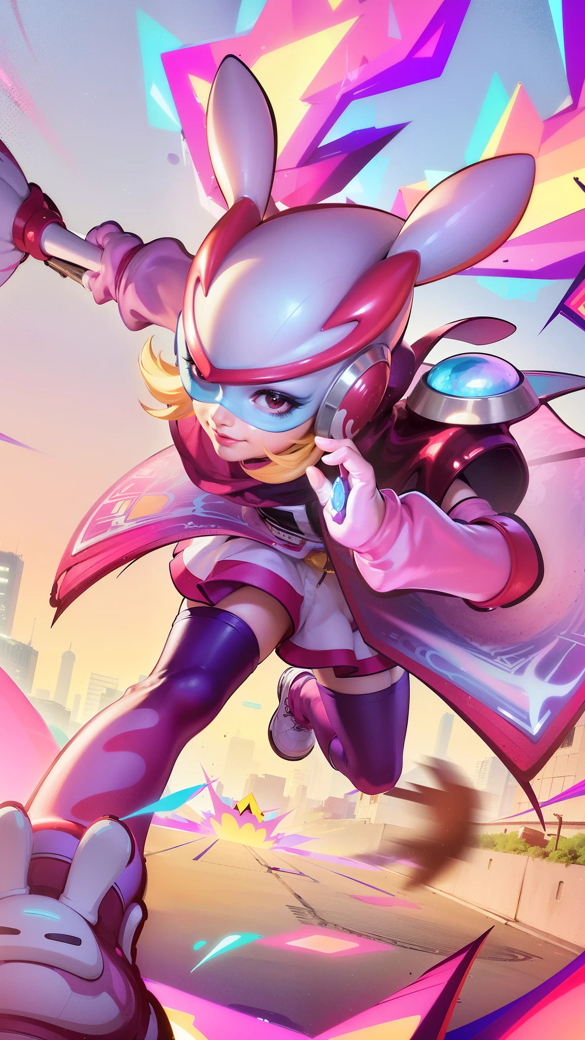 (8k, RAW photo, photorealistic:1.25) ,( lipgloss, eyelashes, gloss-face, glossy skin, best quality, ultra highres, depth of field, chromatic aberration, caustics, Broad lighting, natural shading, sonic the hedgehog is running through a city with a pink and purple outfit, style artgerm, cushart krenz key art feminine, fuchsia skin, rossdraws cartoon vibrant, ig model | artgerm, official splash art, artgerm style, artgerm jsc, kda, iconic character splash art, extremely detailed artgerm, close eyes 1:2, smile.