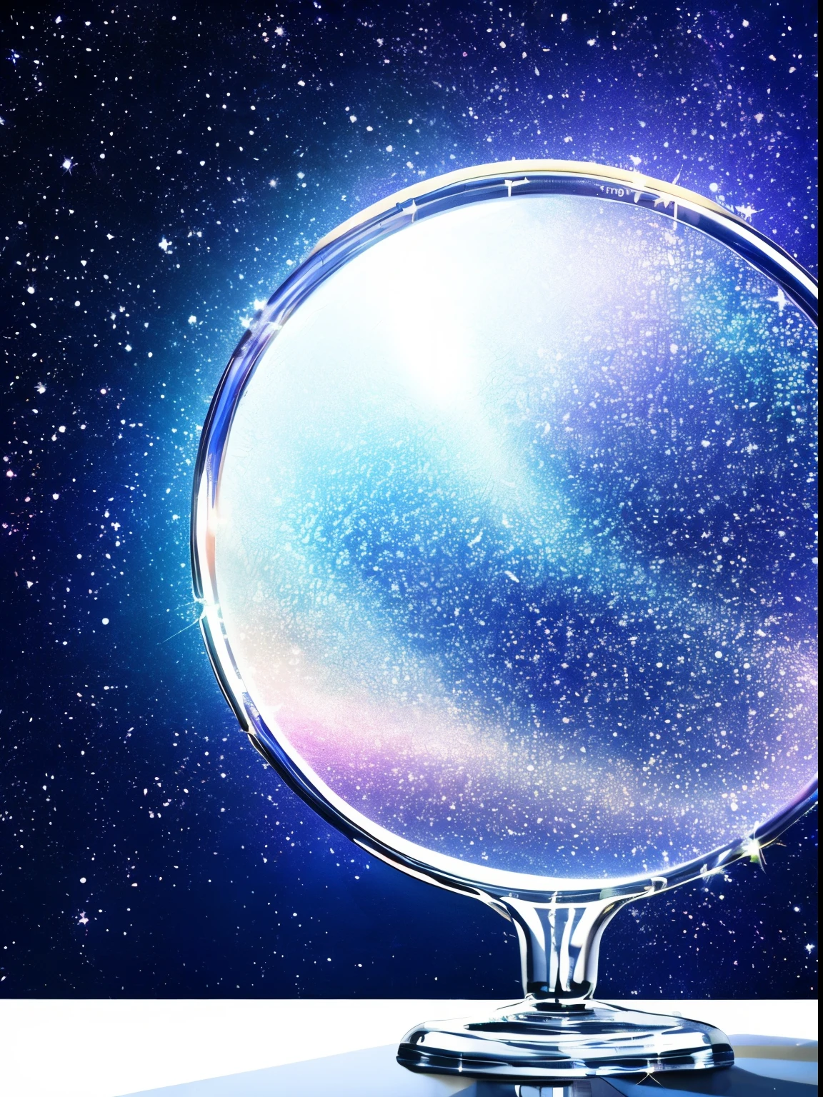 crescent moon in glass　background universe　Sparkling Star々