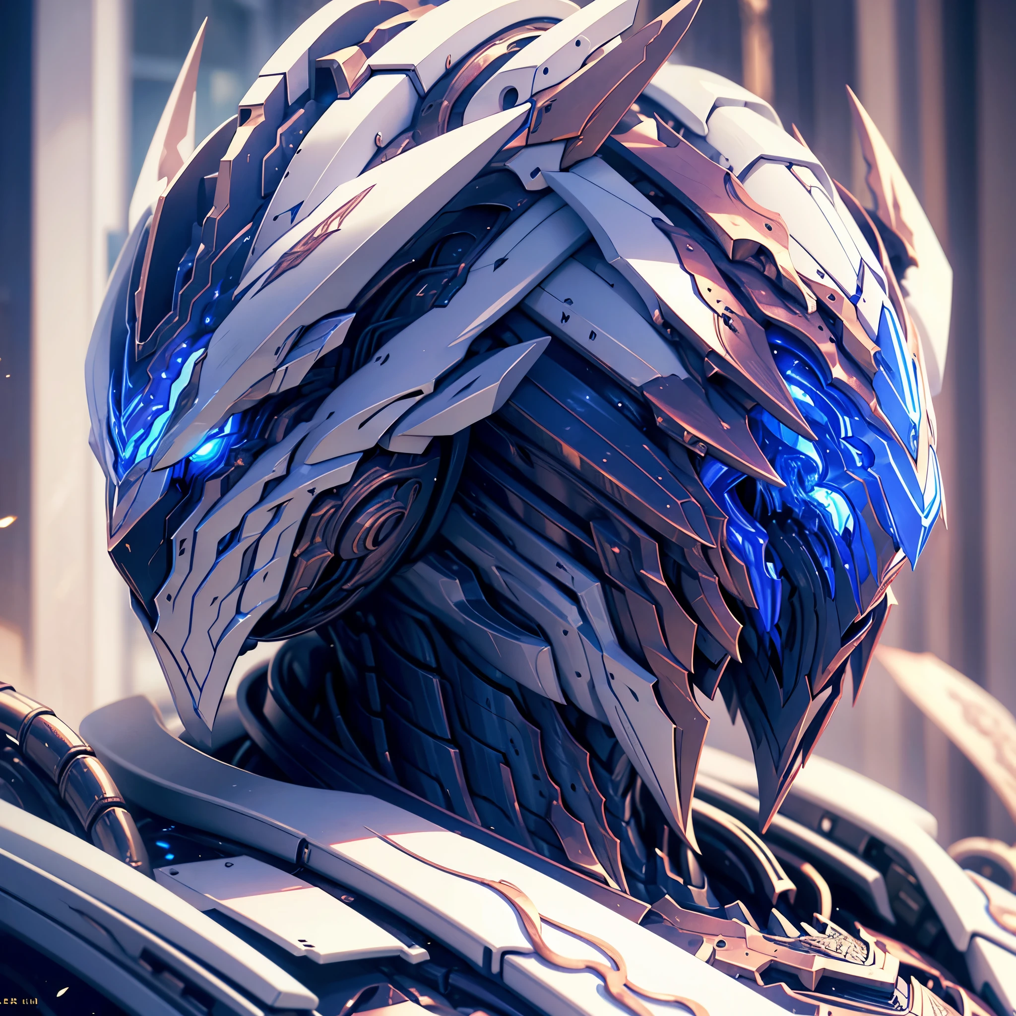 machine portrait,dark style，Close-up of man statue，Dragon Knight，HD cg society