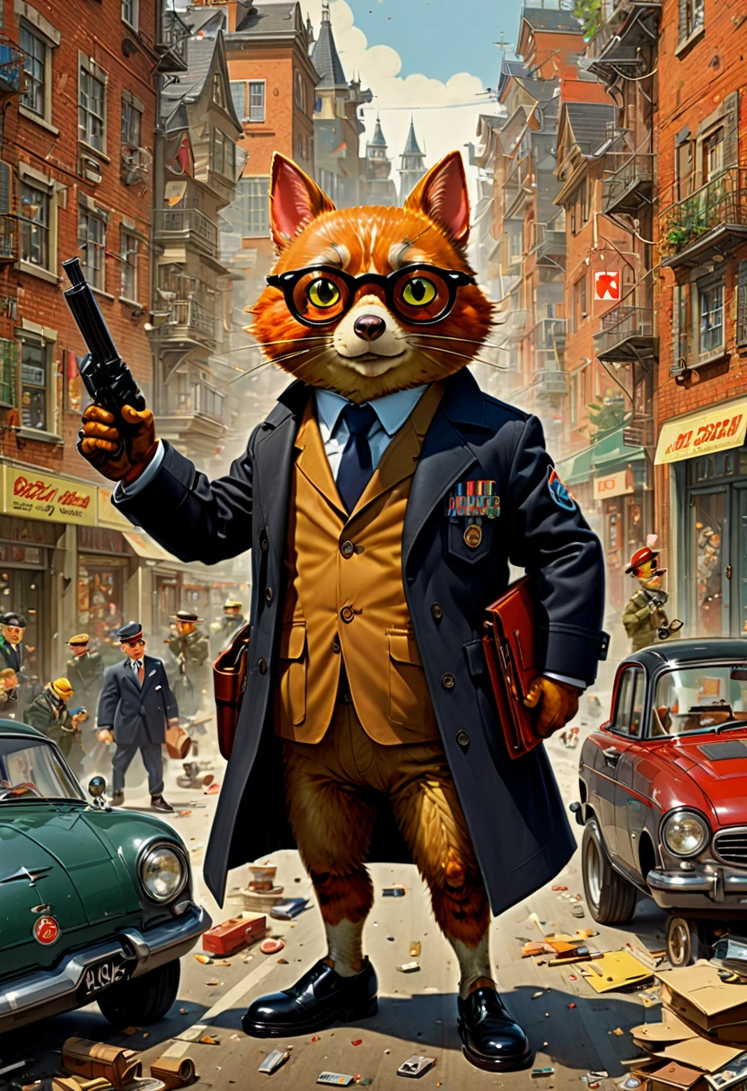 Secret Agent, by Richard Scarry, (best quality, masterpiece, Representative work, official art, Professional, Ultra intricate detailed, 8k:1.3)
