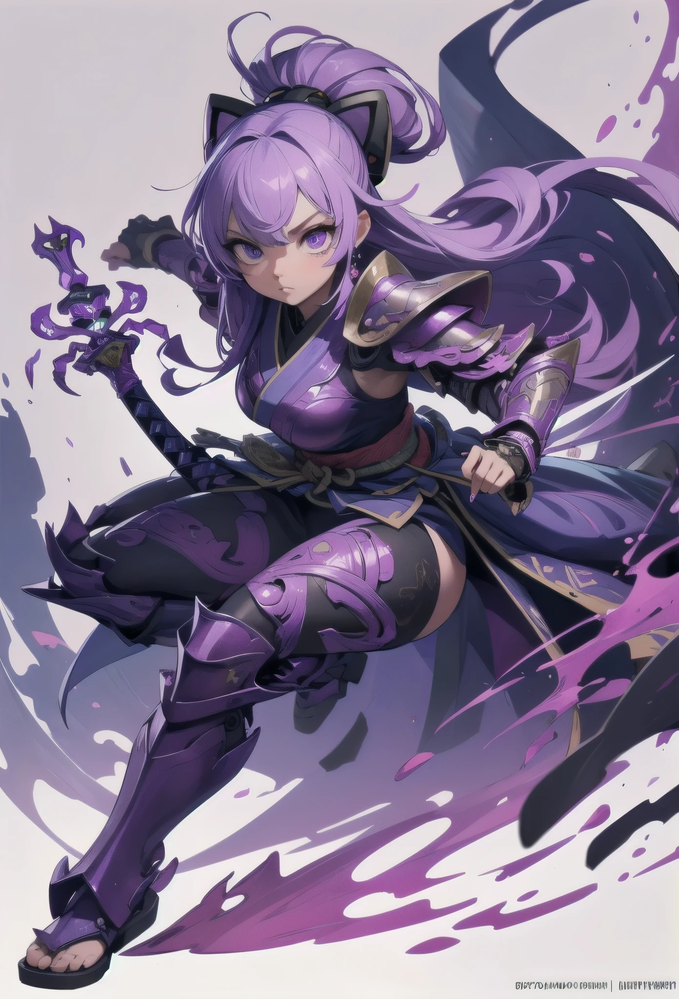 ((Highly accurate drawing in every detail)Extremely precise depiction)[High resolution],(detailed illustrations,とてもfineで緻密な描画,Delicate drawn lines with tempo,Realistic texture expression),[color traced main line],(fantasy world battlefield background [burning castle]),(GIRL ROBOT  (purple scorpion[METALFACE[clear lenticular iris]]) (SKINNY)) [WEAPON MACHINE],((NINJA Sengoku Armor))[Stall],[[poisonous scorpion pattern]],[Use a ninja sword as a weapon],[[Mobile Weapon Gigant Size][science fiction mechanical]],[Clear purple translucent shell that covers the body surface],(intricate and beautiful decoration [Dense detail]),[transparency],(Precisely drawn face),((Precisely drawn eyes))[完璧な目のdetailed((Beautiful eyes like jewels)Iris drawn in precise detail)[clearly drawn pupils]],(eye light[Pinpoint lighting for the eyes]),[long and beautiful eyelashes],[precisely drawn hair [美しく艷やかな髪のdetailed]],(完璧な手のdetailed [Beautiful fingers with no damage [beautiful nails]]),(perfect anatomy(perfectly balanced proportions))[[full body portrait]],[ideal color coordination(Accurate simulation of light and material interactions)],([precision detail](detailed,高fine)),[Visual art that tells a story],((highest quality)fine[[High density drawing]])(4K quality).