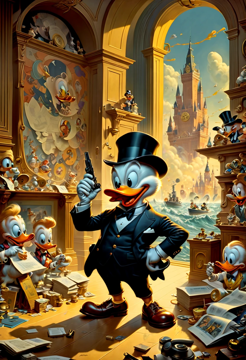 Secret Agent, by Carl Barks, (best quality, masterpiece, Representative work, official art, Professional, Ultra intricate detailed, 8k:1.3)